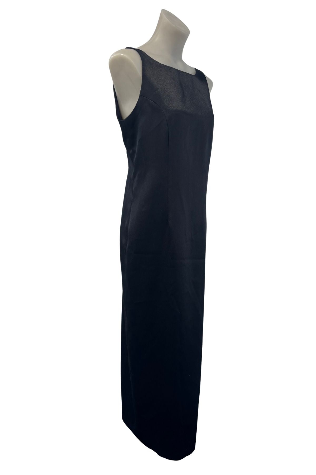 London Affair NZ made black satin dress, 10