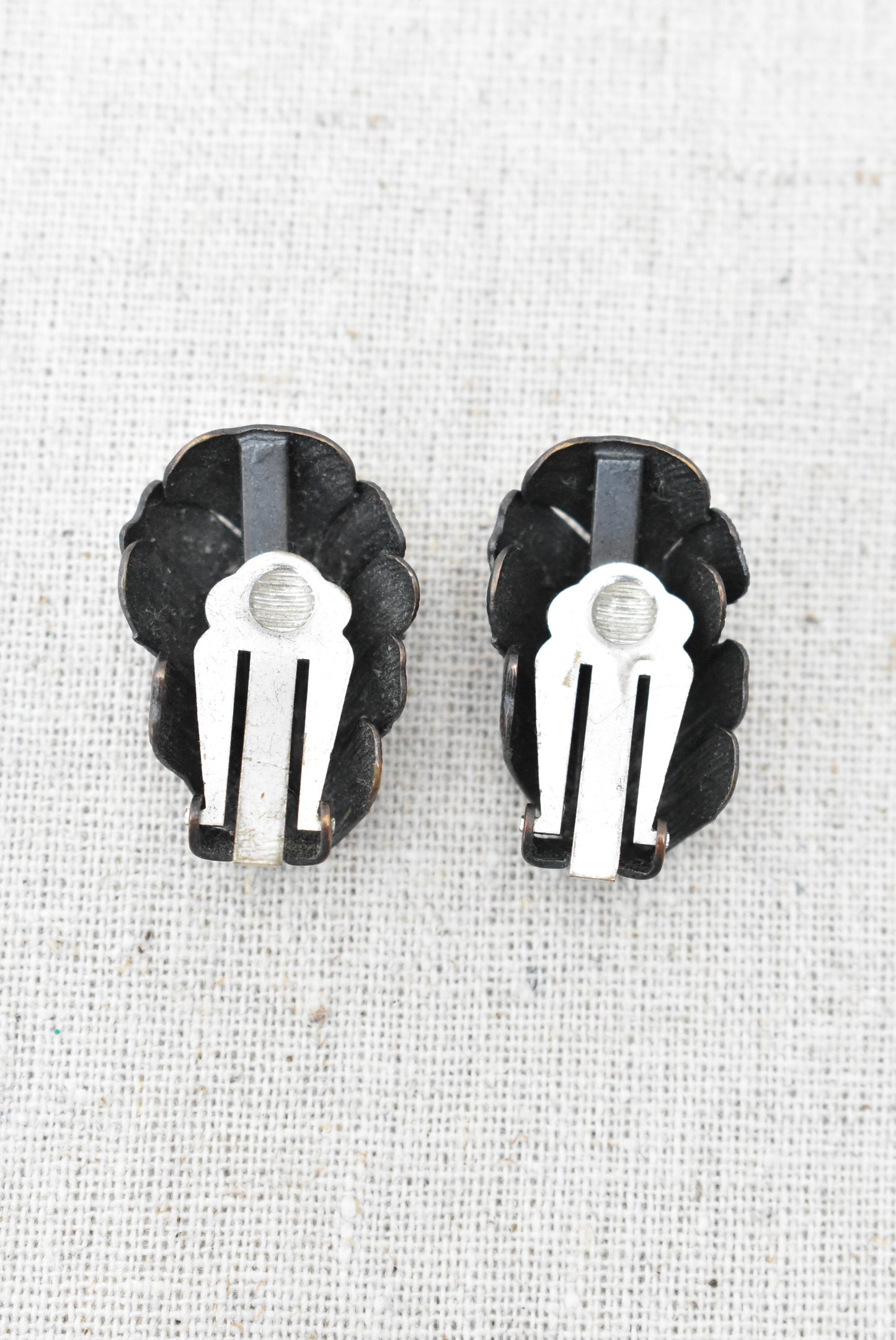 Retro copper clip on earrings
