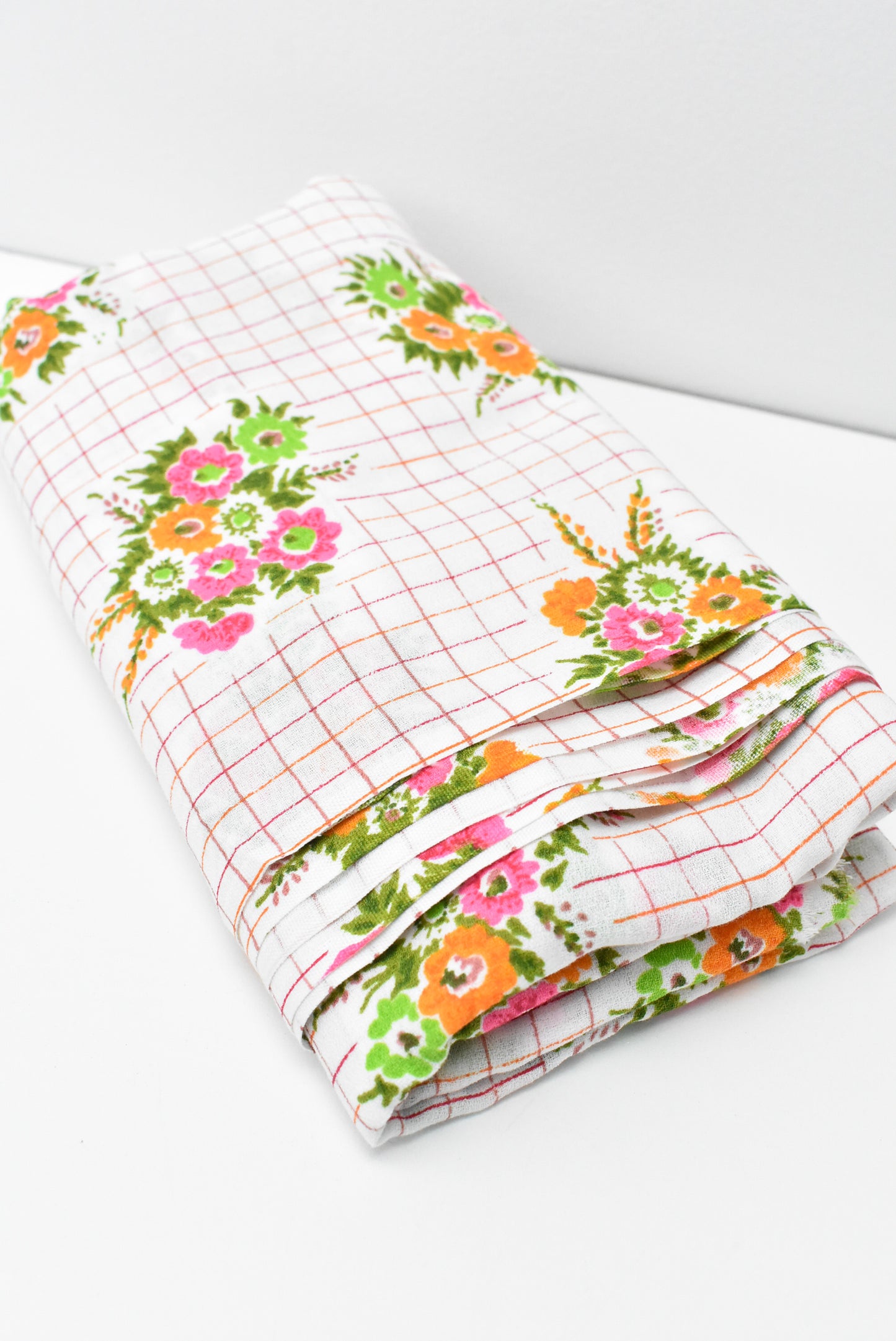 Retro check and floral fabric