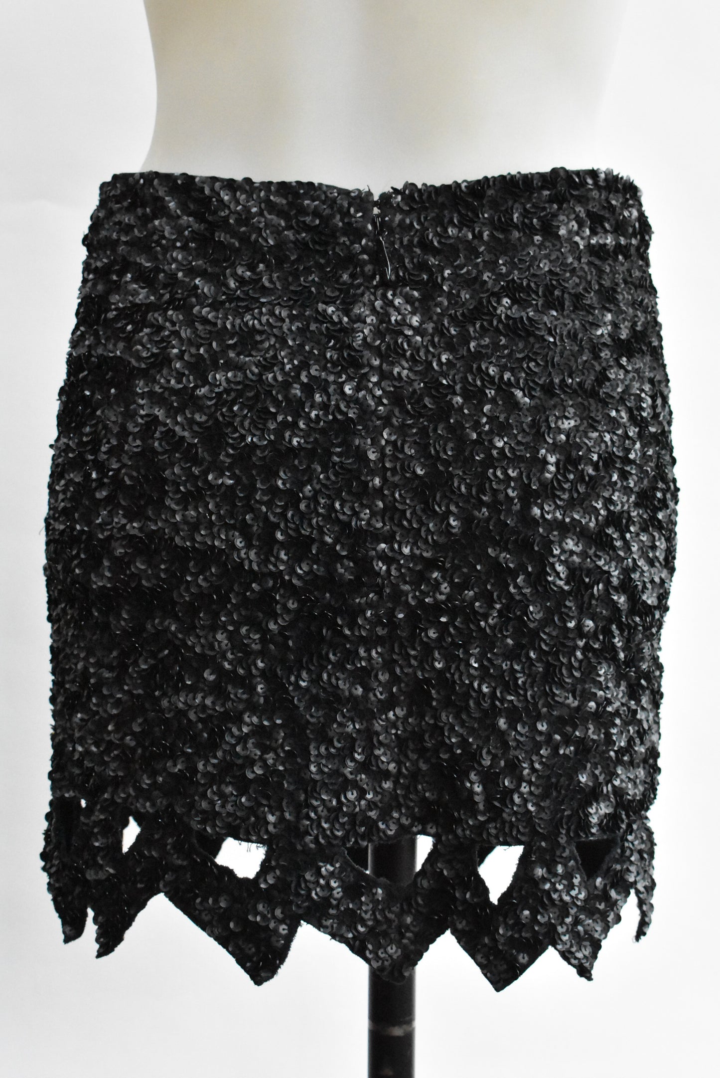 Aje black sequined mini skirt, 8