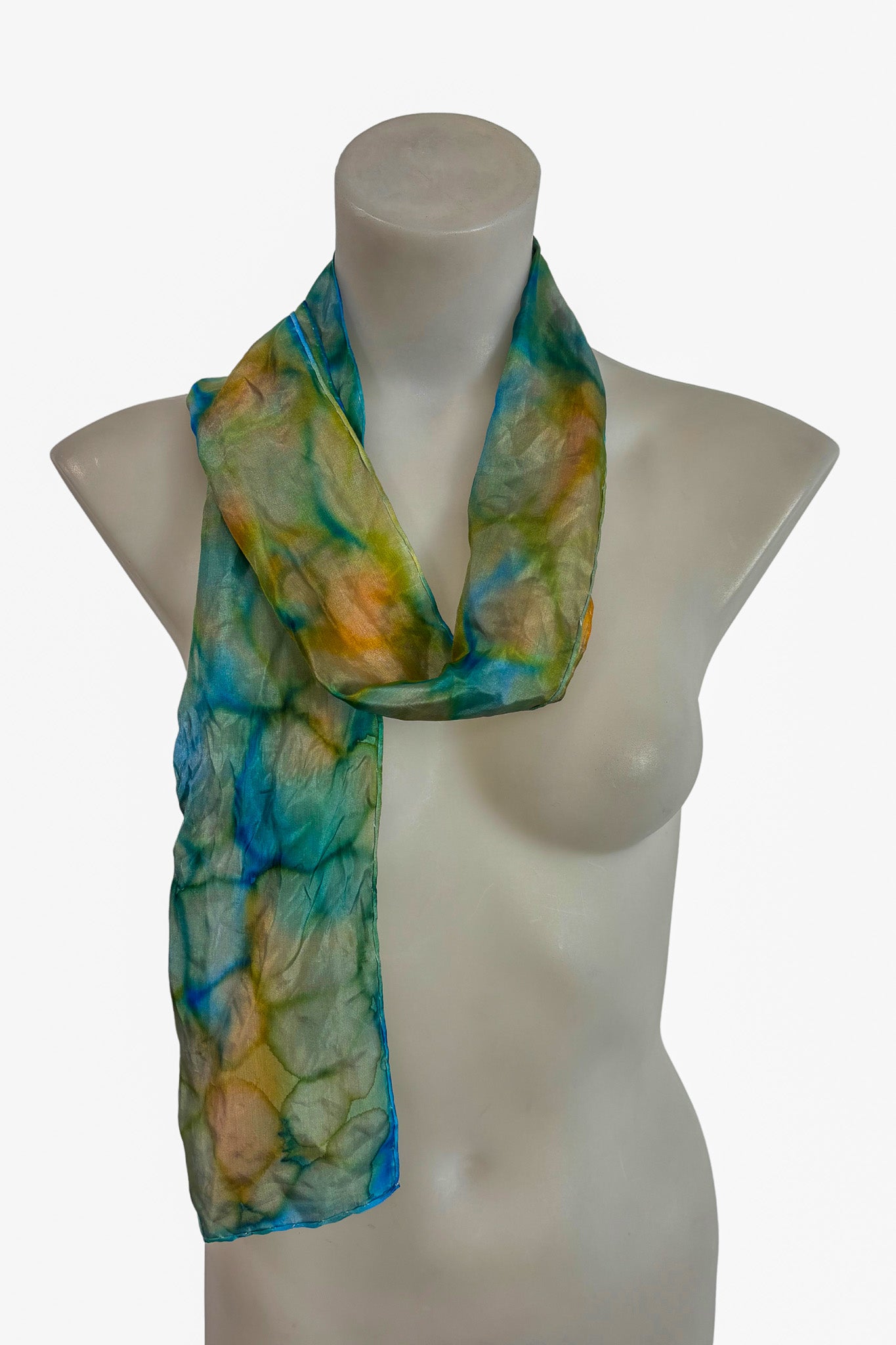 Shades of blue water colour scarf