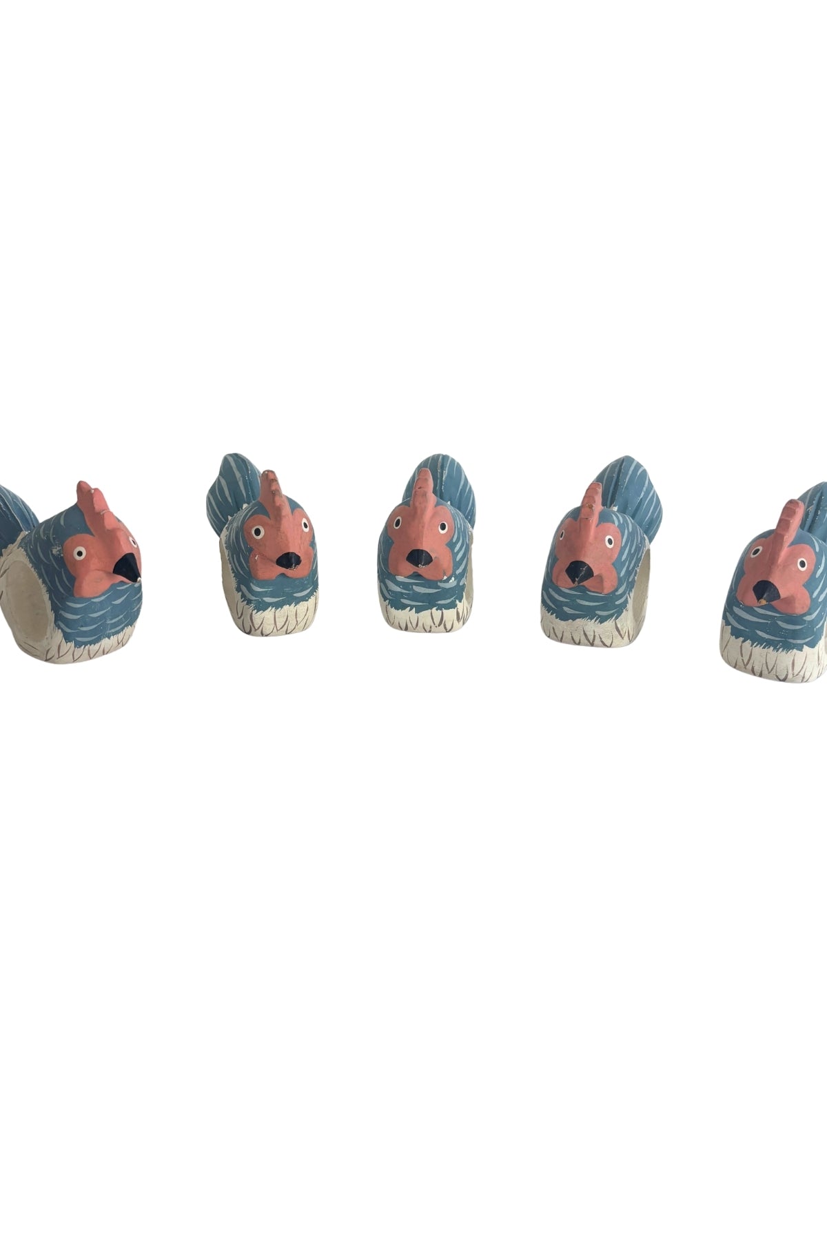 Wooden chicken napkin rings x6