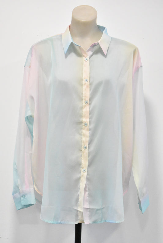 Mirrou, long sleeve sheer blouse, 12 (NWT)