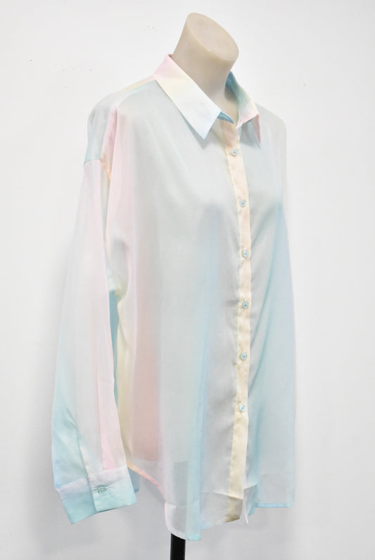 Mirrou, long sleeve sheer blouse, 12 (NWT)