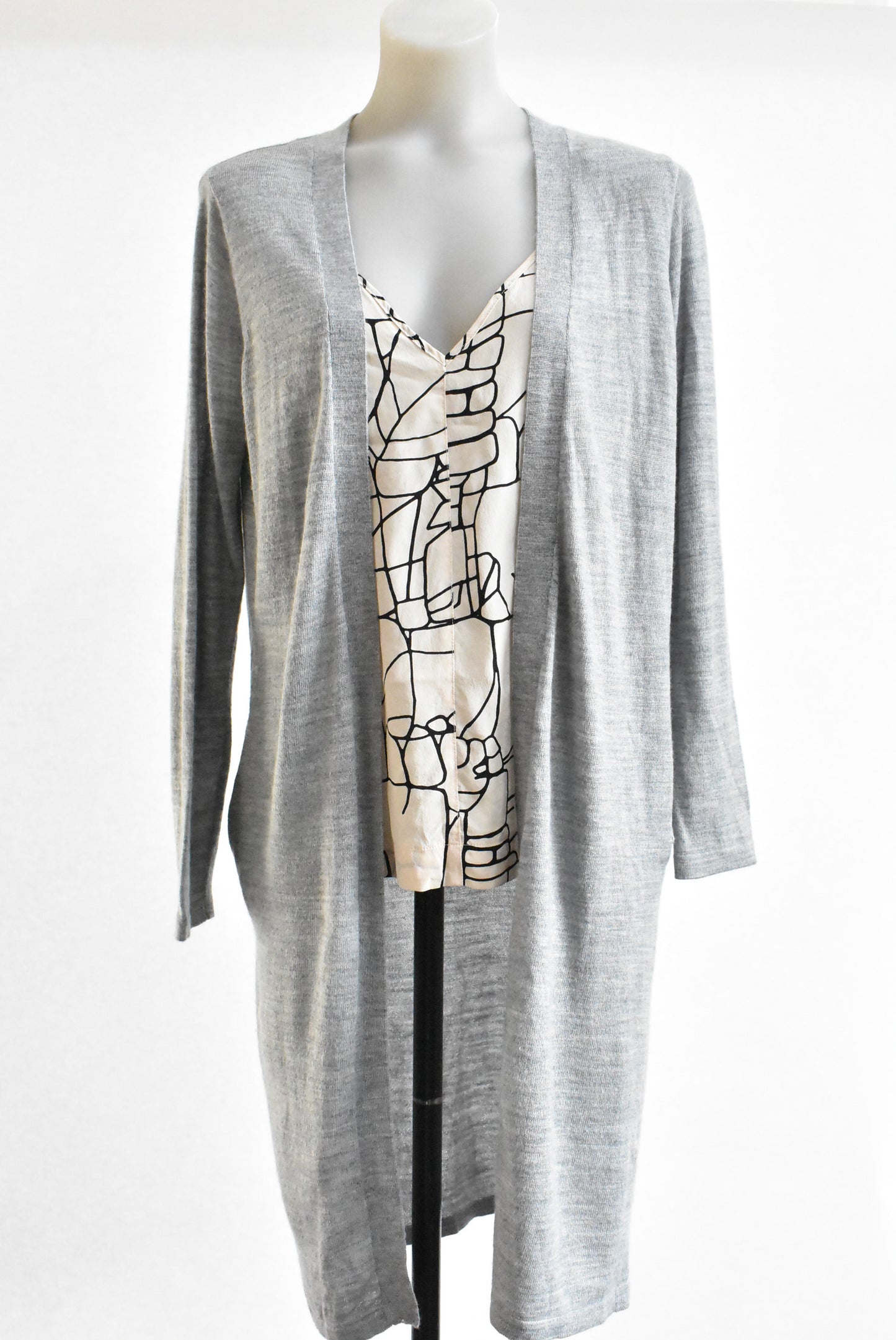 Glassons cardigan, part wool, grey, knee length, Size small