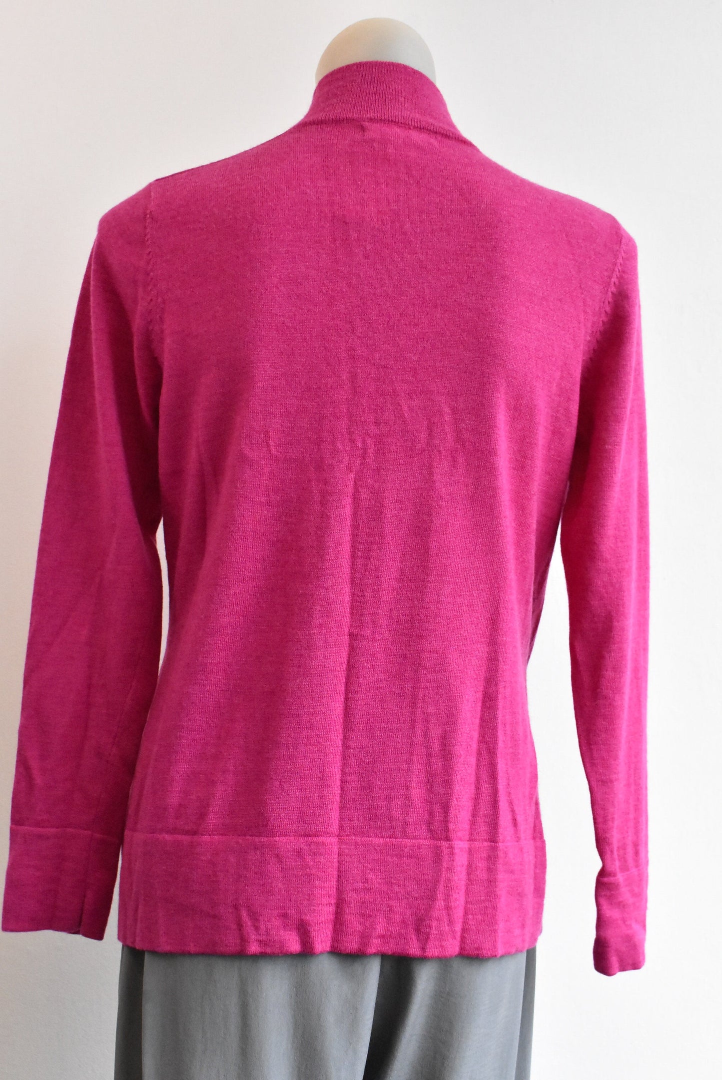 Caroline Sills merino pink cardigan, size M