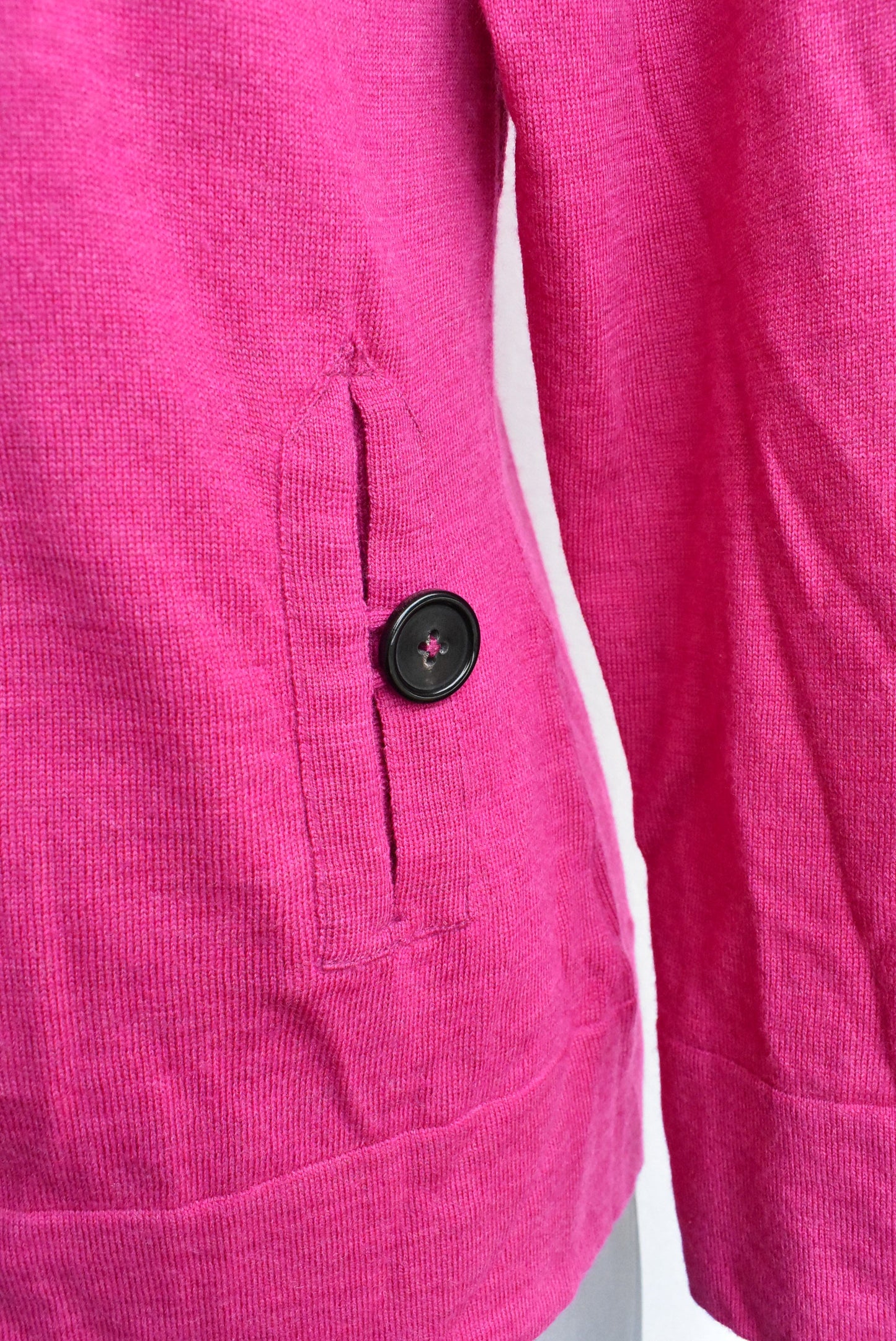 Caroline Sills merino pink cardigan, size M