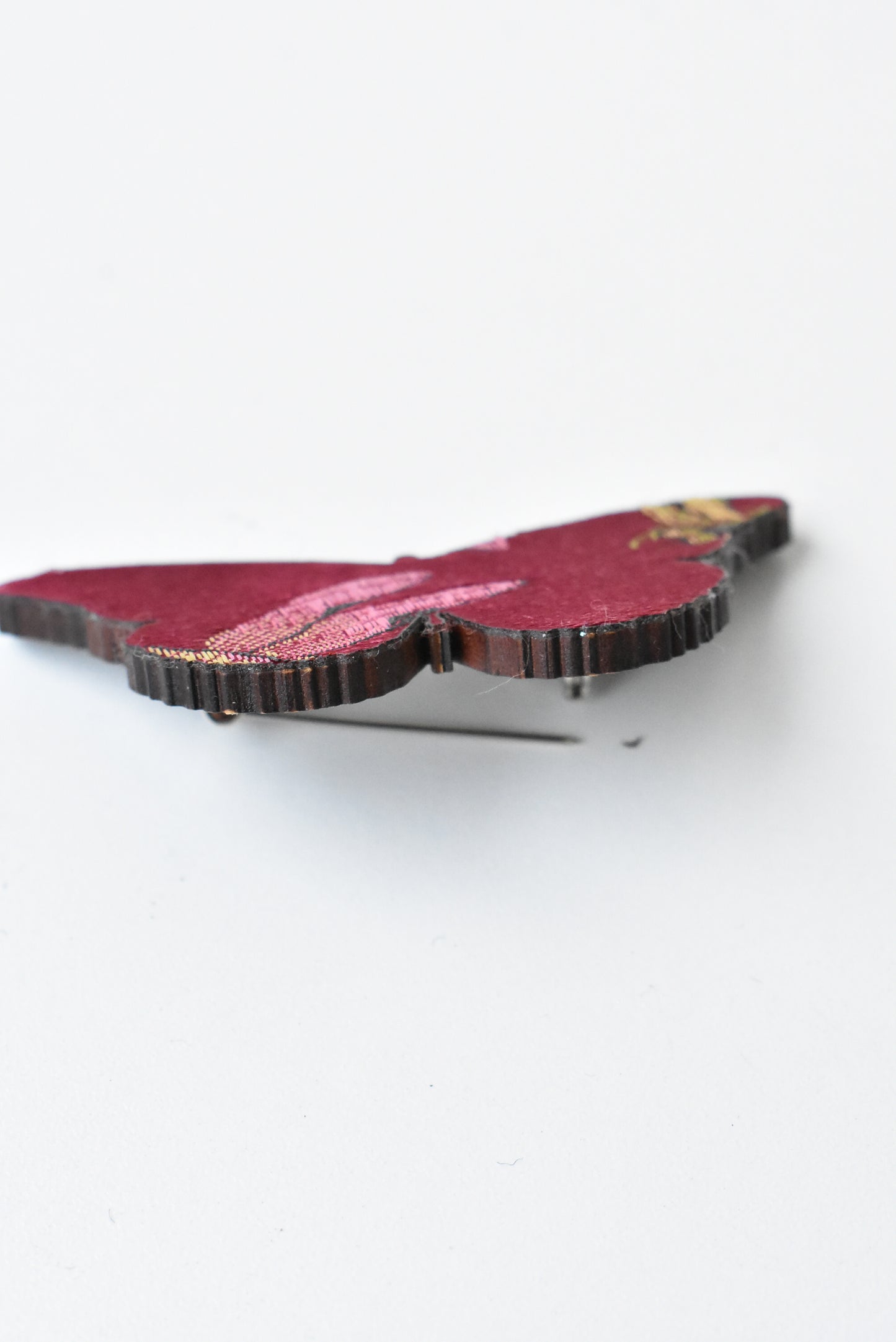Magenta butterfly brooch