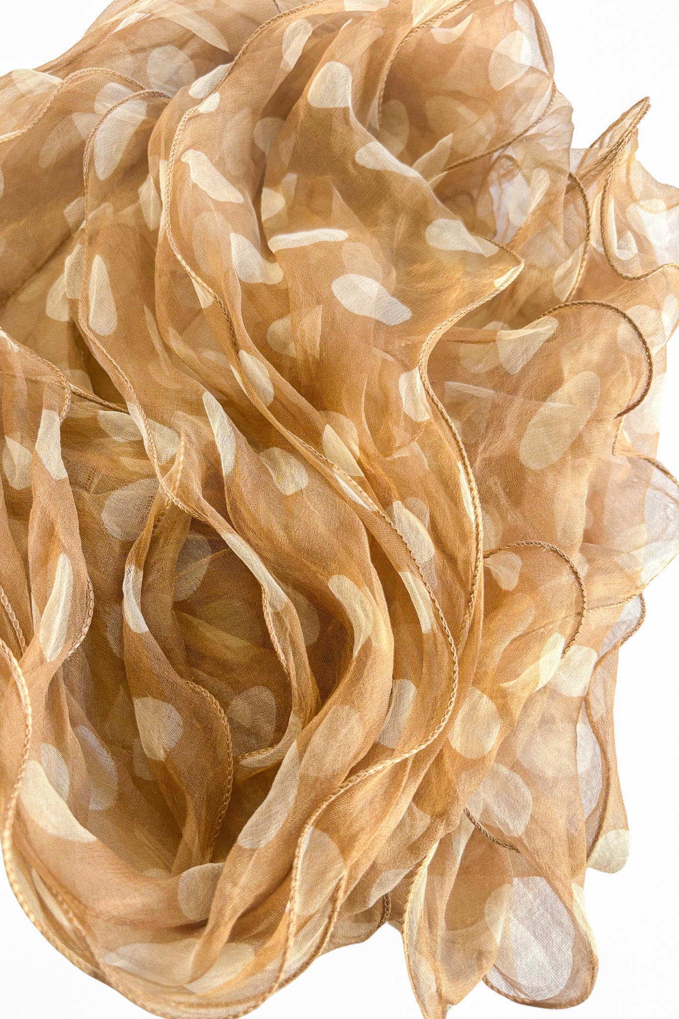 Frilly polka dot silk scarf