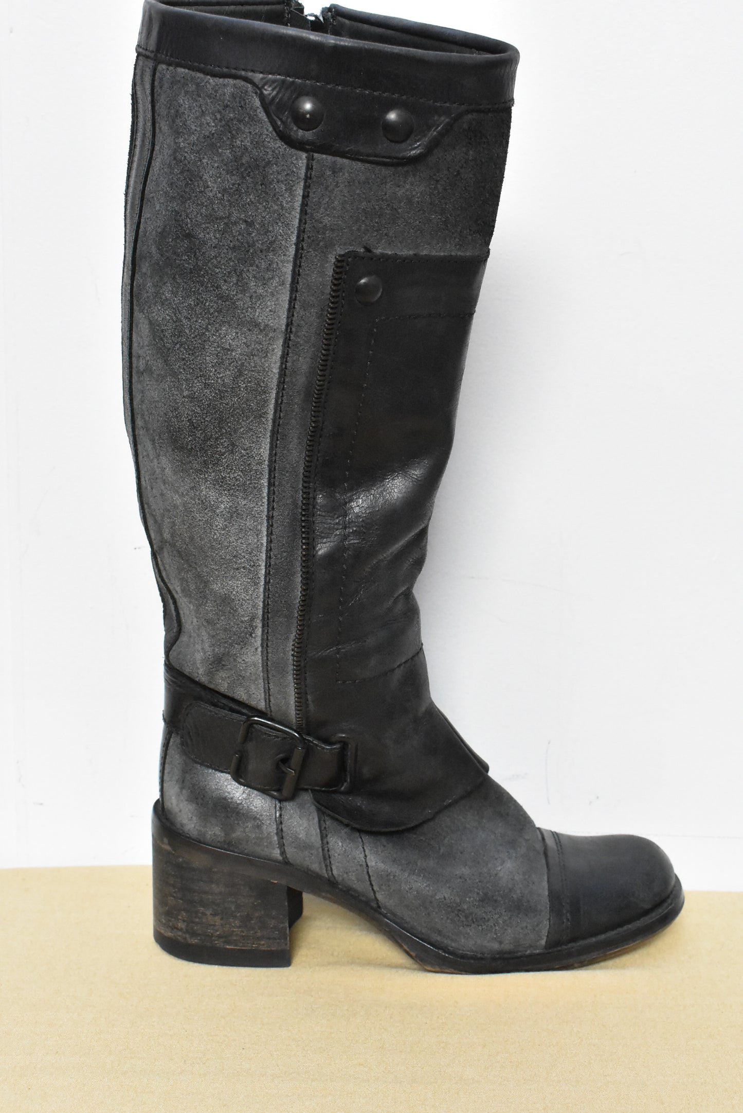 Spiral leather knee high boots, 38