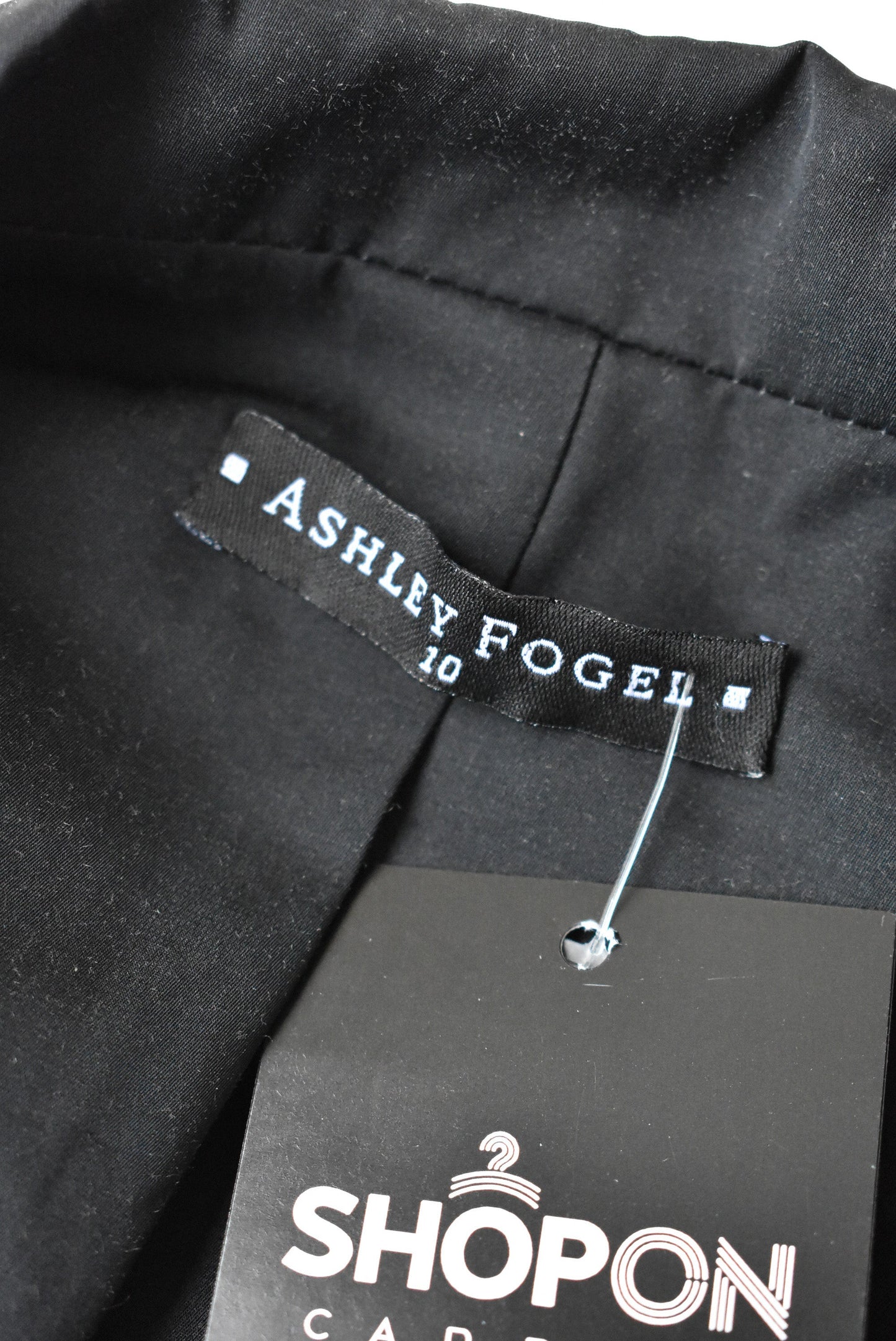 Ashley Fogel black blazer with pockets, size 10