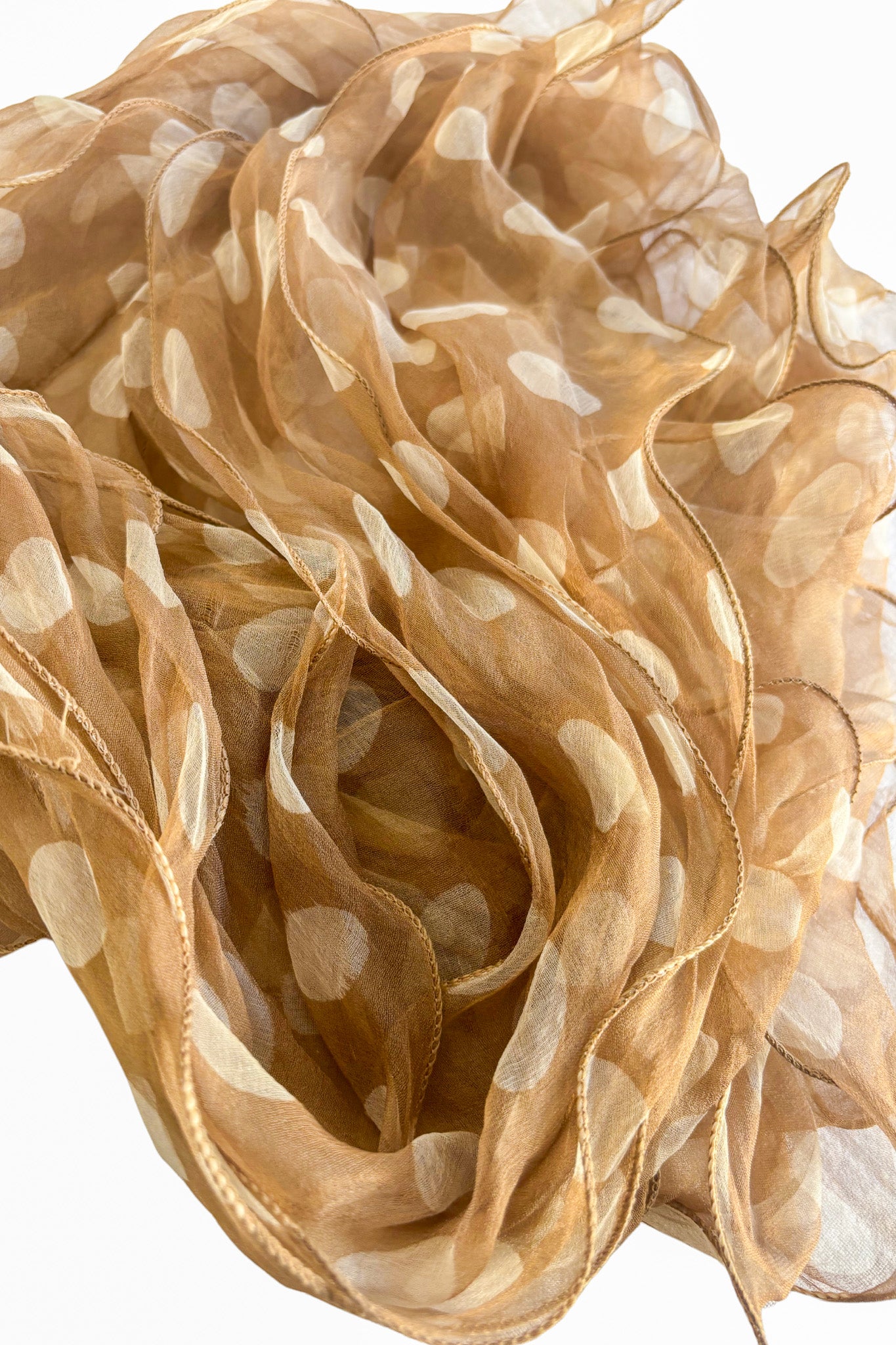 Frilly polka dot silk scarf