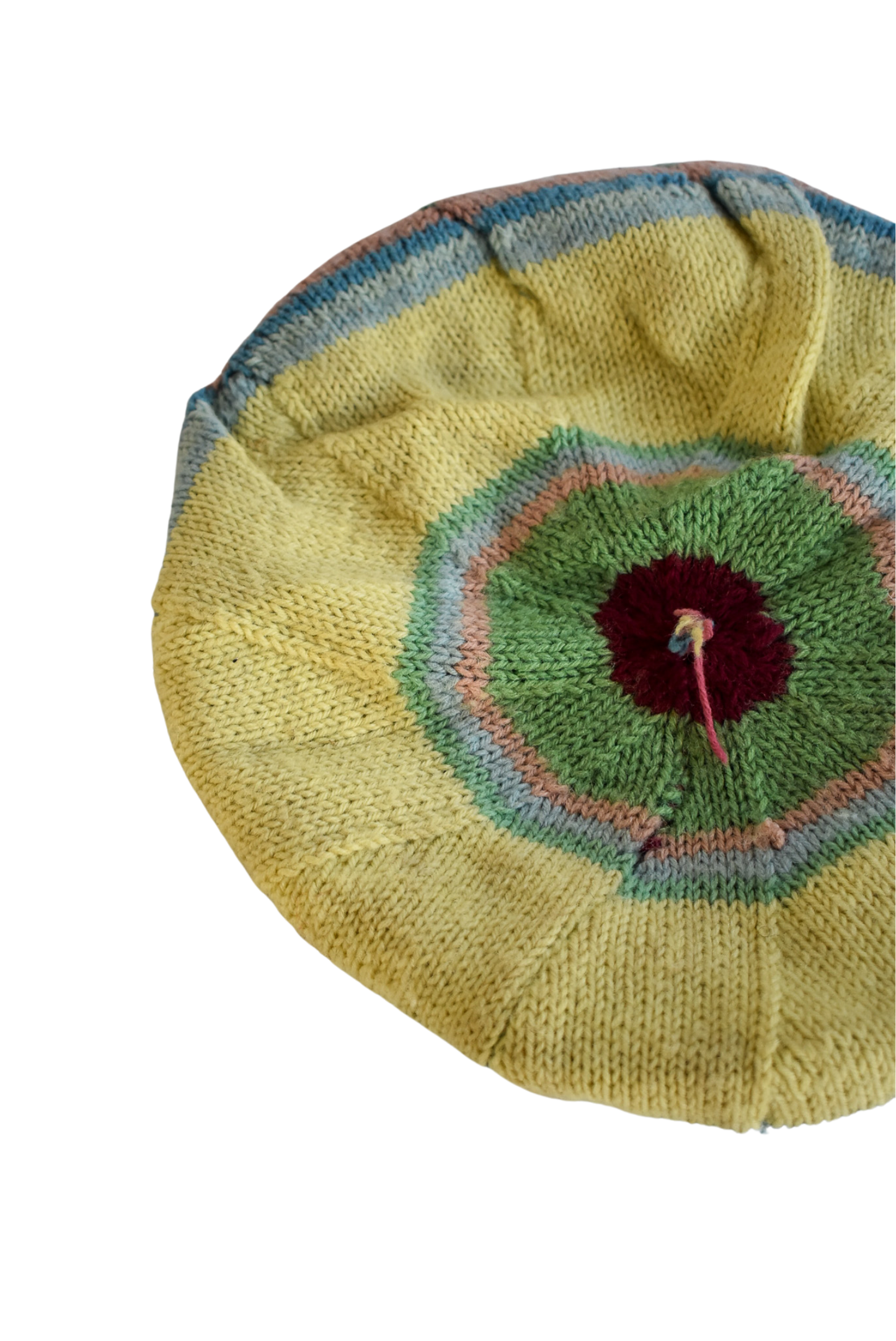 Pastel rainbow knit beret