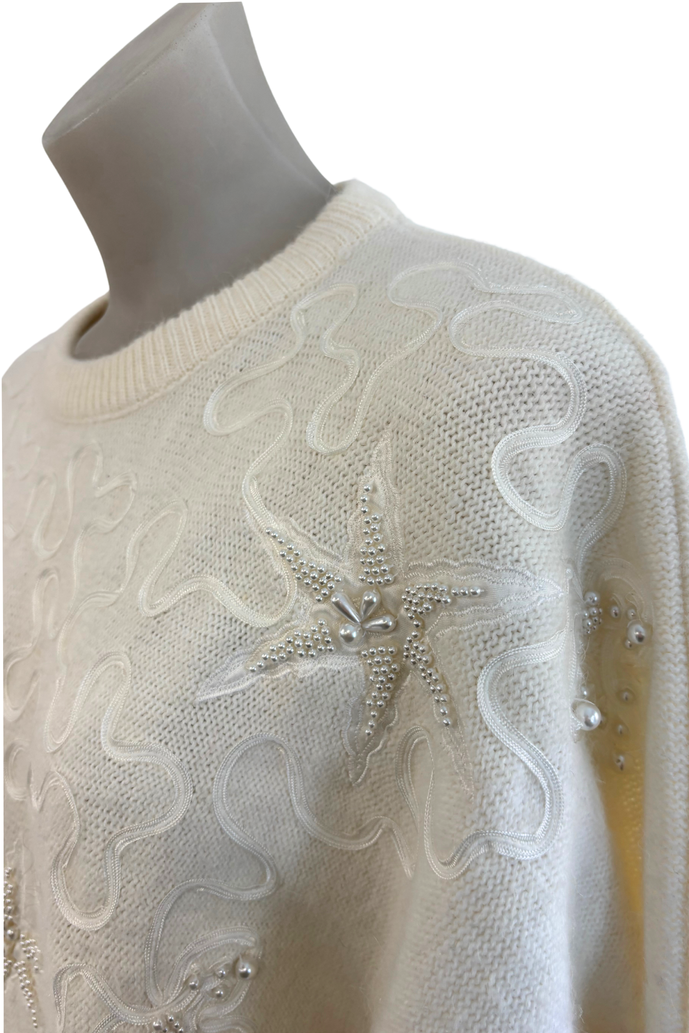 Amazing pearl beaded knit jumper, M