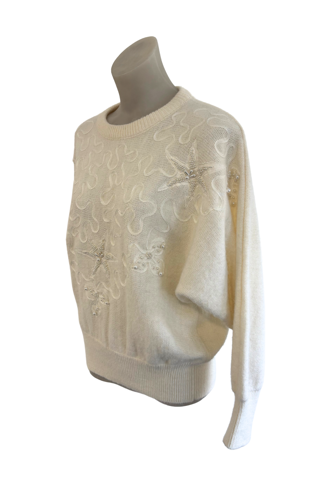 Amazing pearl beaded knit jumper, M