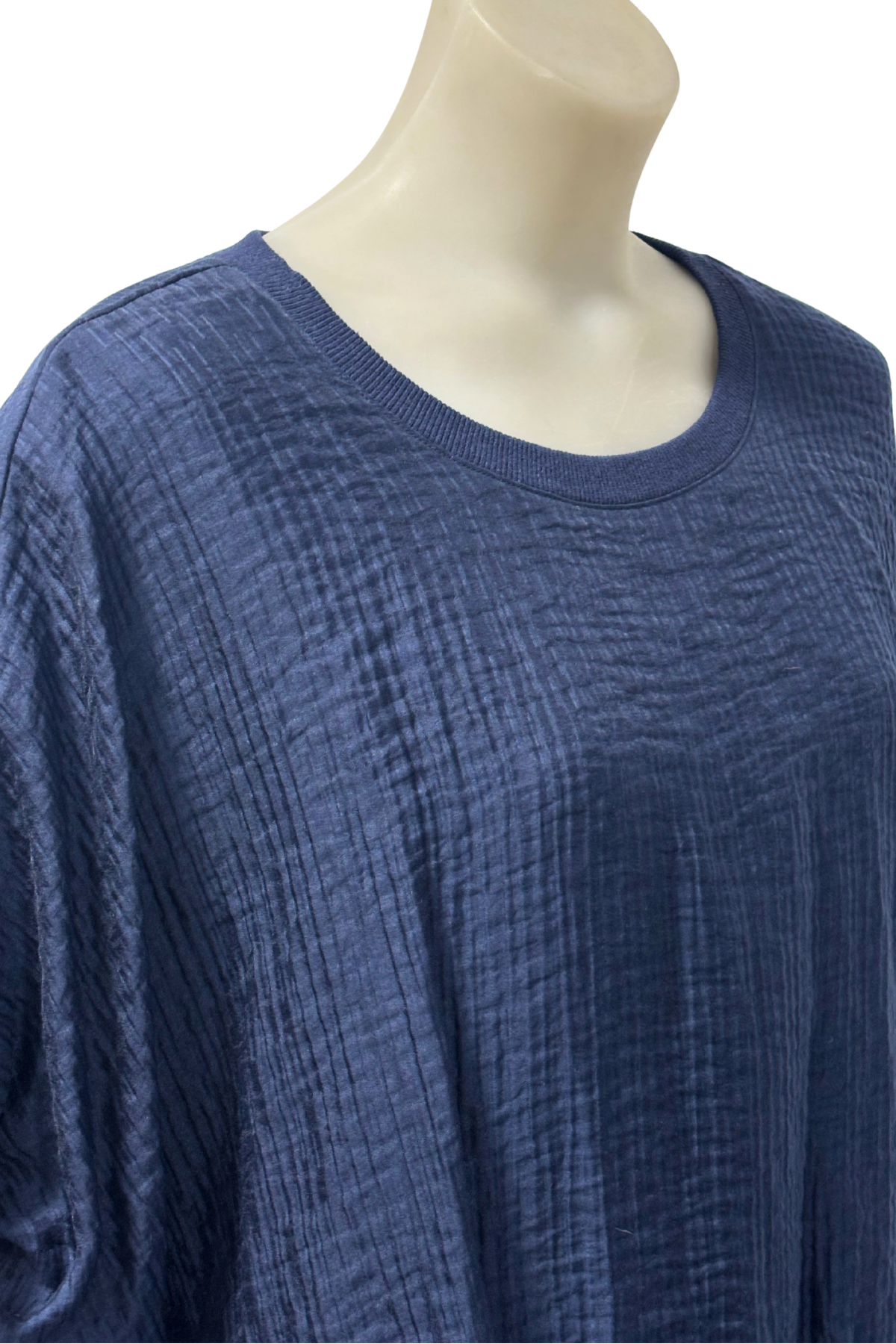 Et Alia blue ruched hem top, L