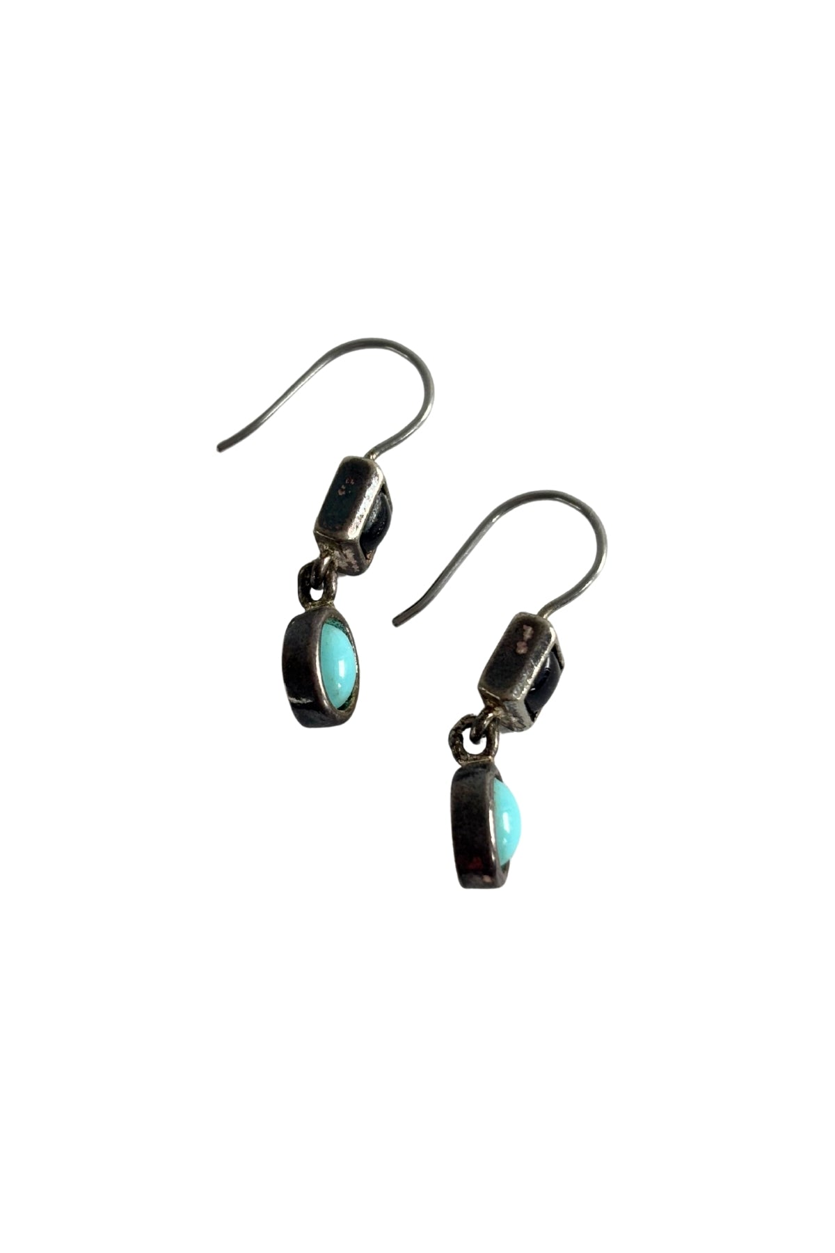 Retro creamy blue dangly earrings