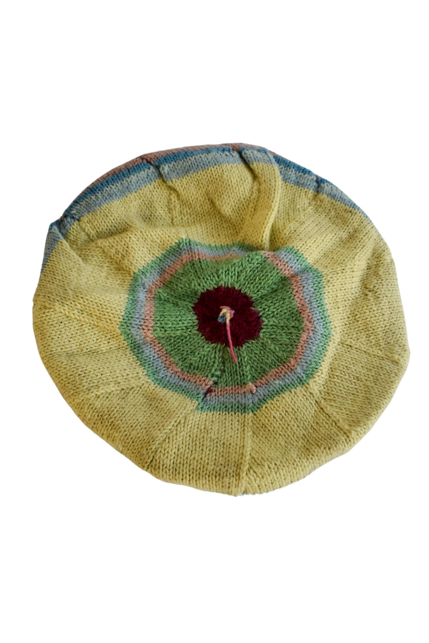 Pastel rainbow knit beret