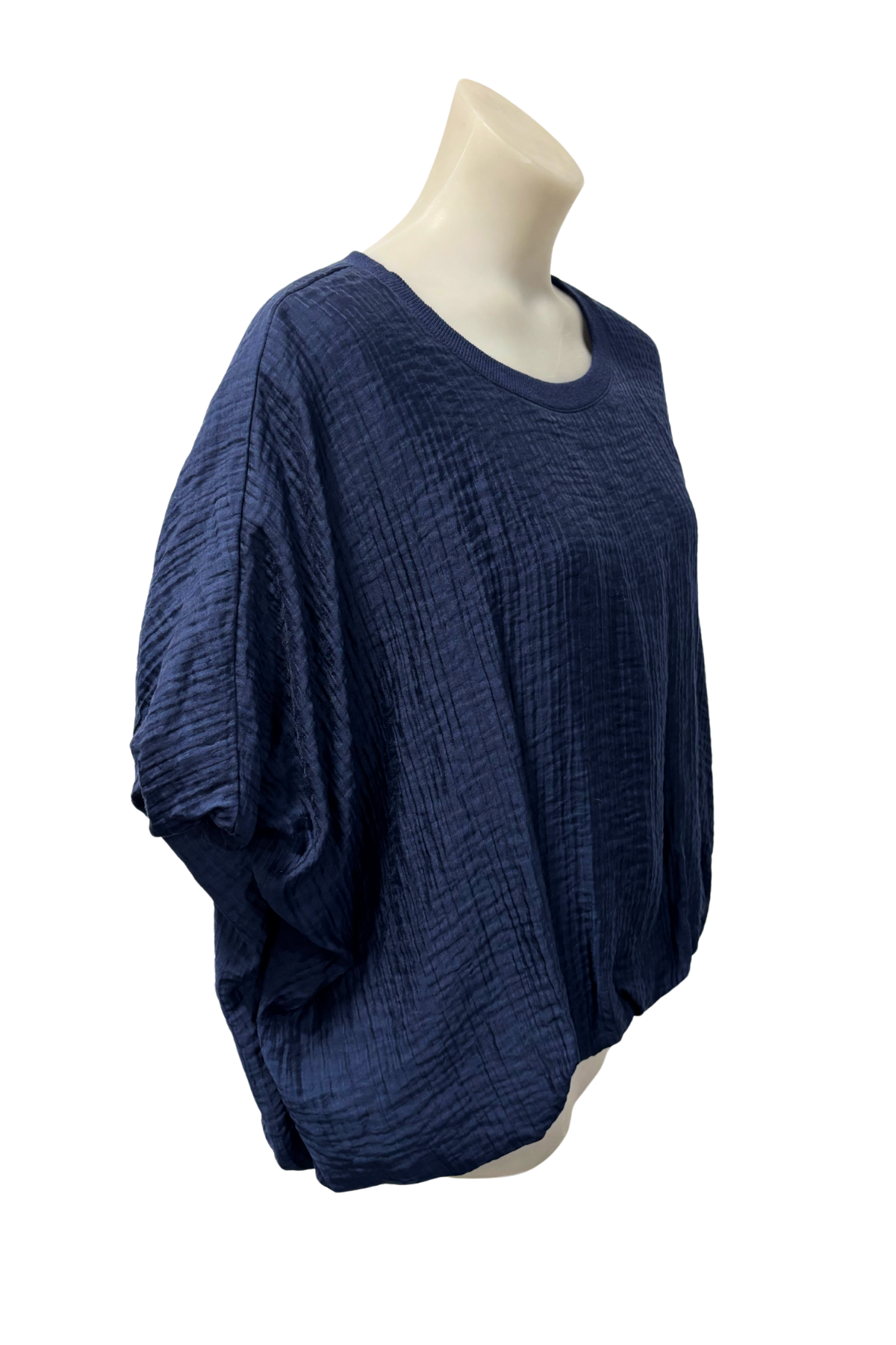 Et Alia blue ruched hem top, L