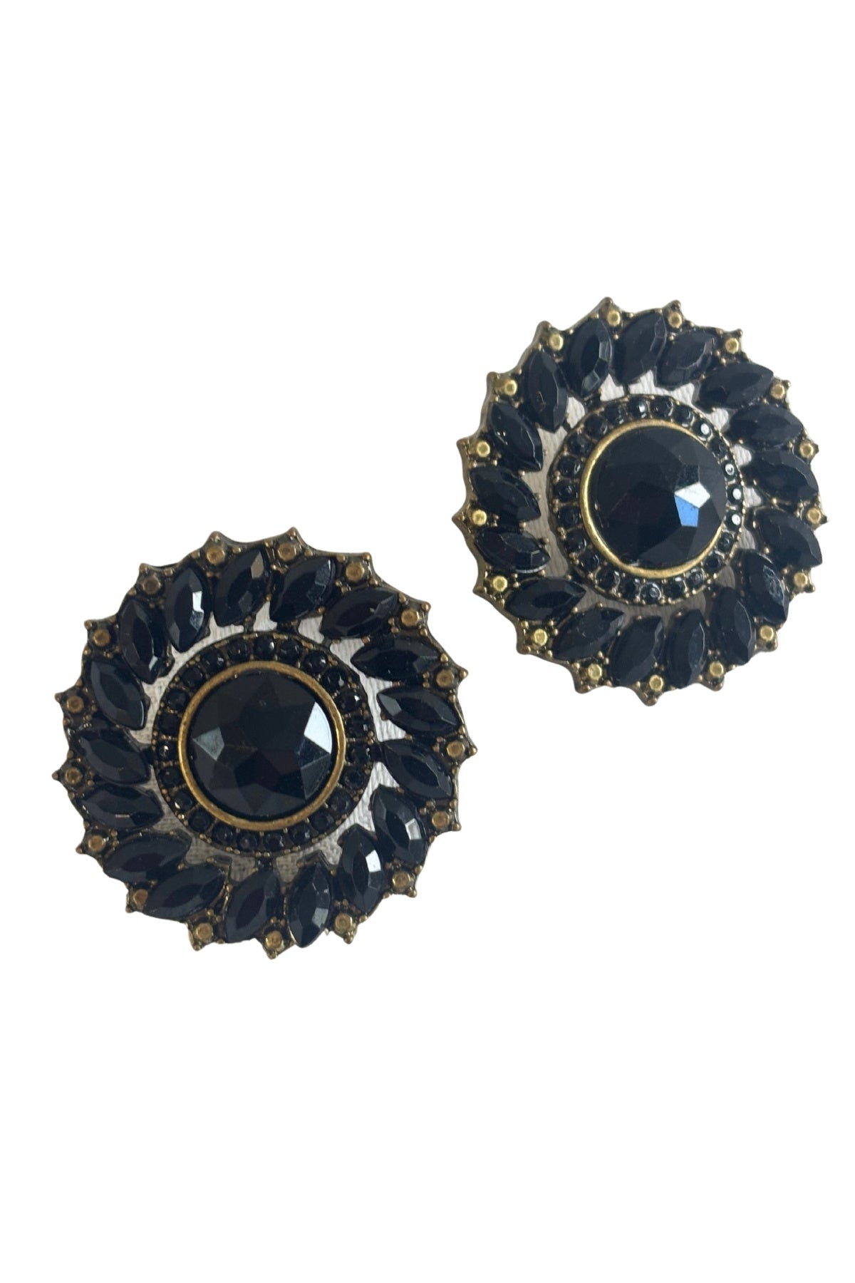 Bold black + bronze circular studs
