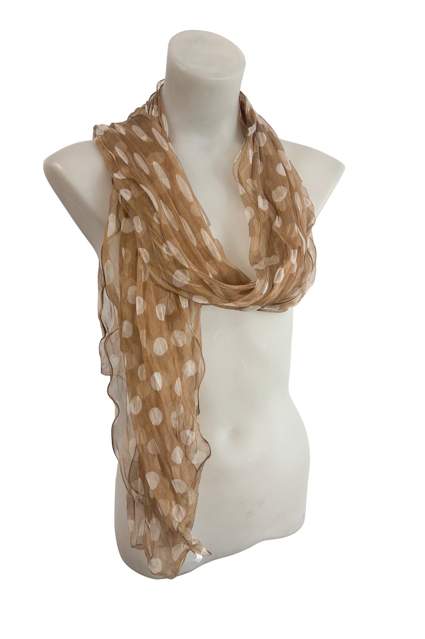 Frilly polka dot silk scarf