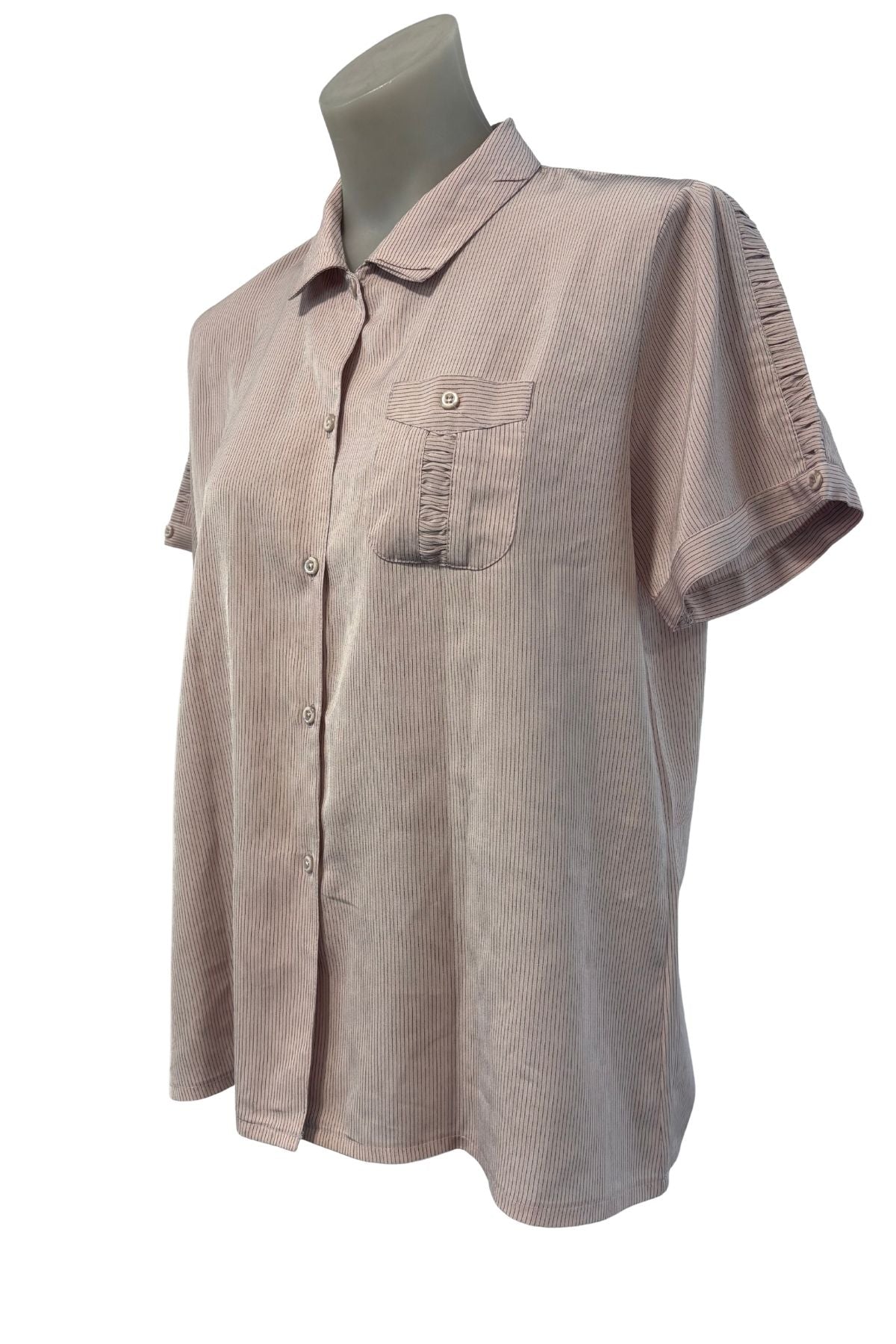Lightweight pinstripe button up blouse, S