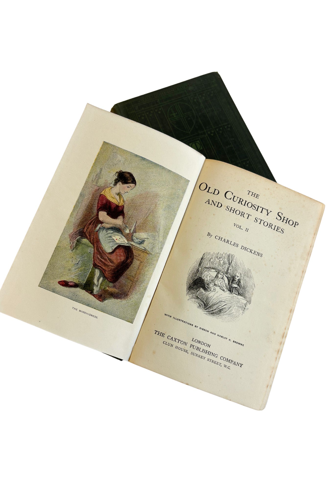 Antique copies of The Novels of Charles Dickens "The Old Curiosity Shop" Volume 1 + 2
