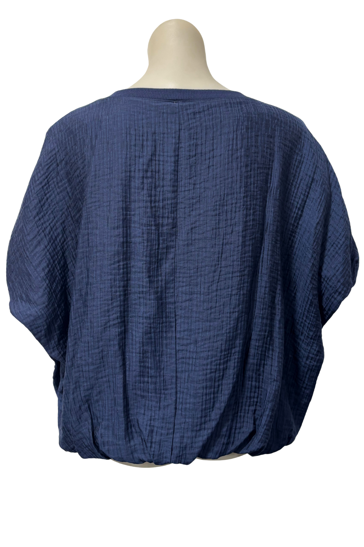 Et Alia blue ruched hem top, L