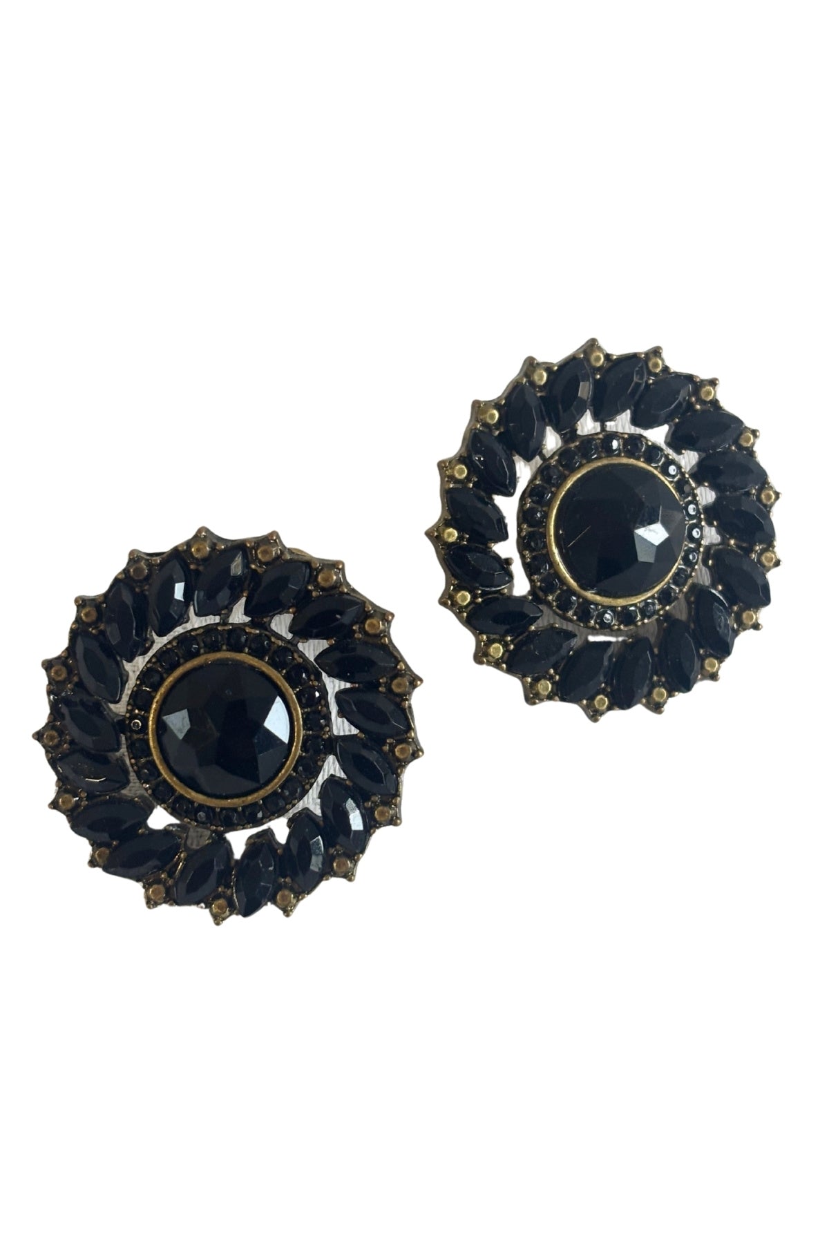 Bold black + bronze circular studs