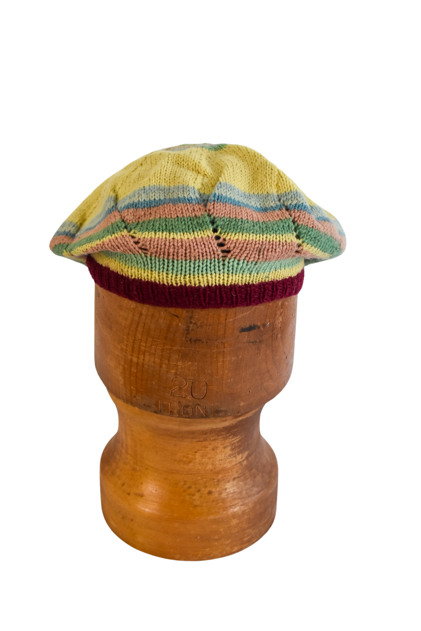 Pastel rainbow knit beret