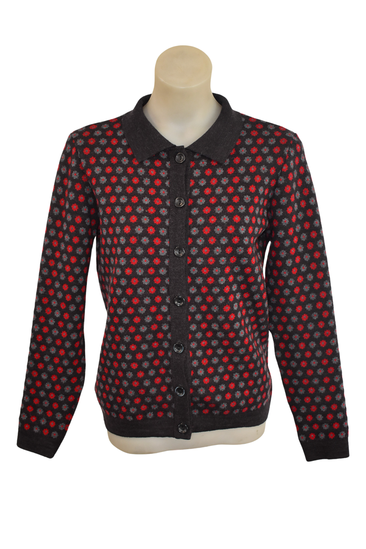 Xquisite NZ made patterned wool cardigan, S