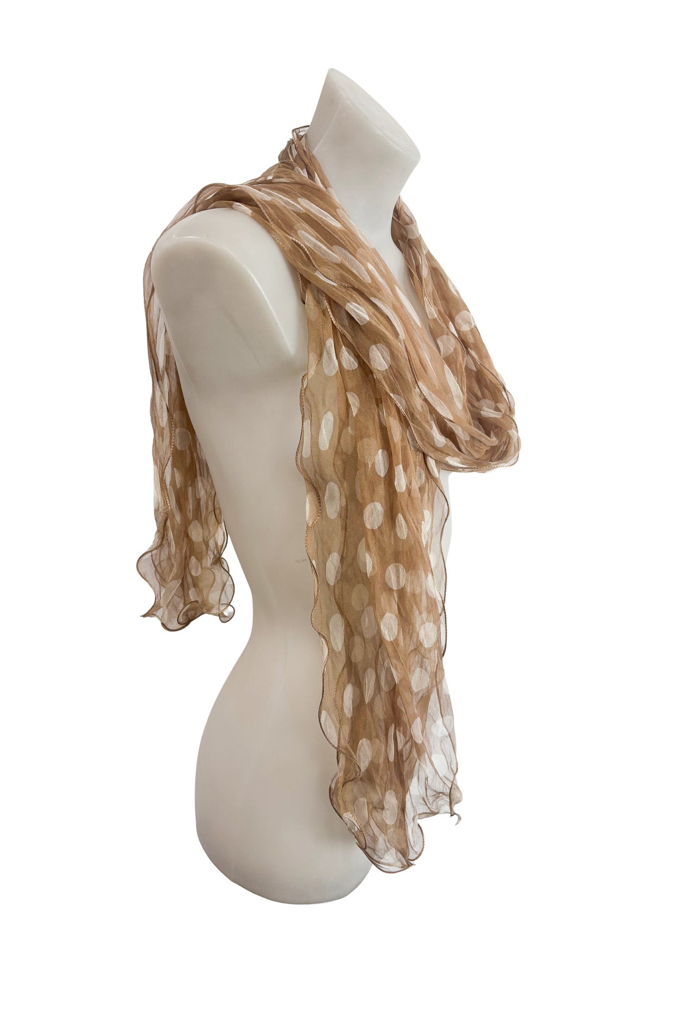 Frilly polka dot silk scarf