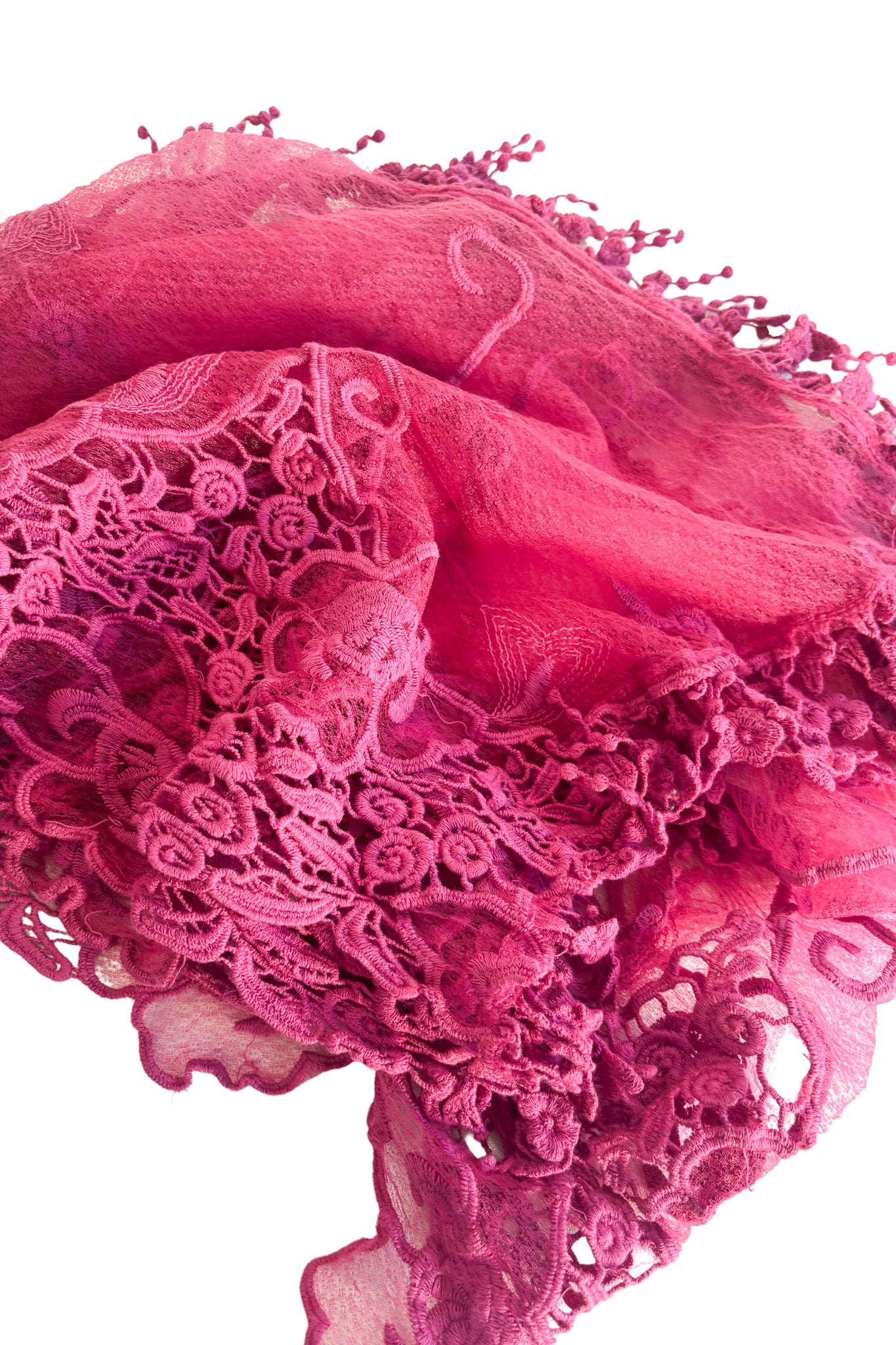 Unique pink lace scarf