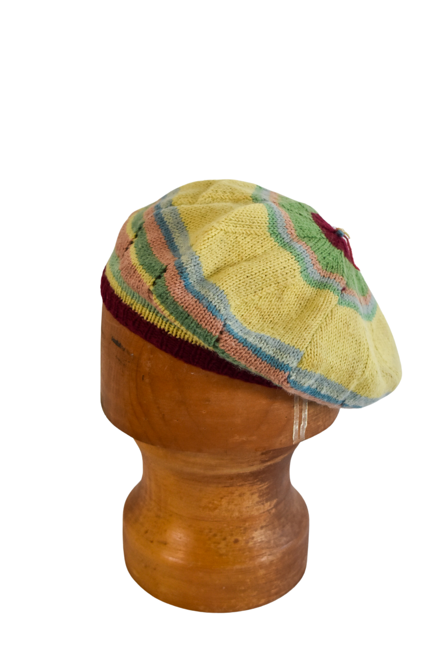 Pastel rainbow knit beret