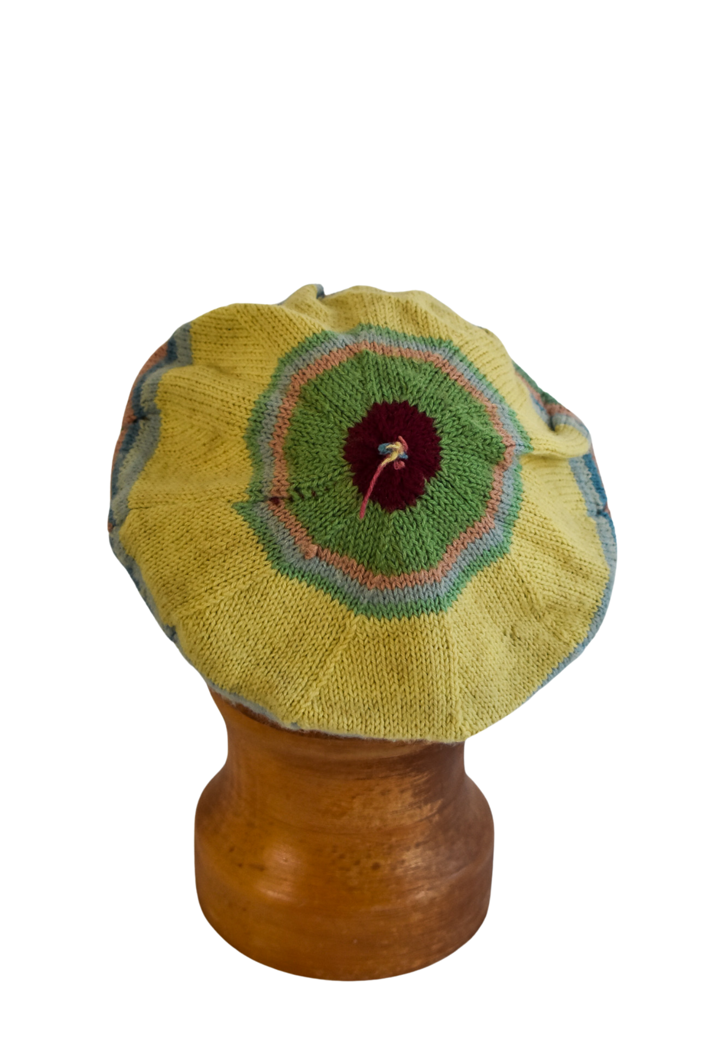 Pastel rainbow knit beret
