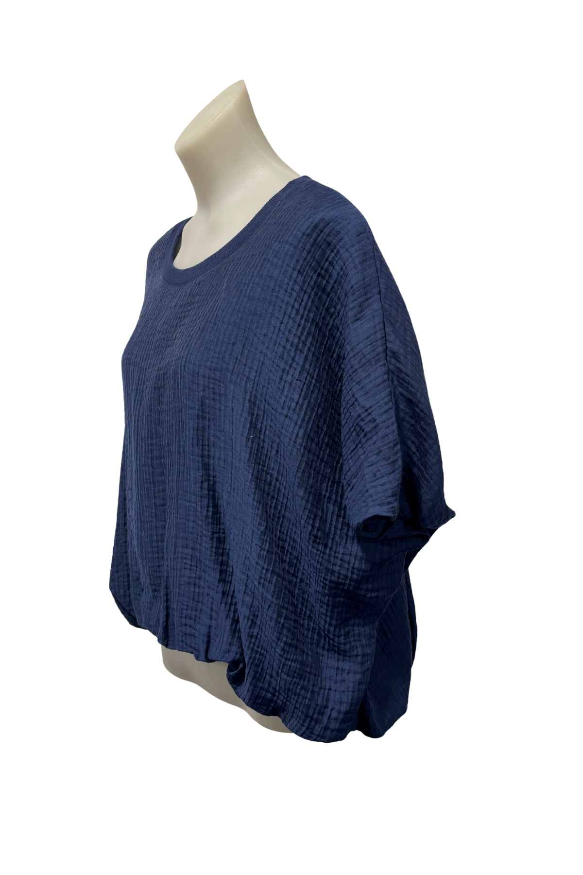 Et Alia blue ruched hem top, L