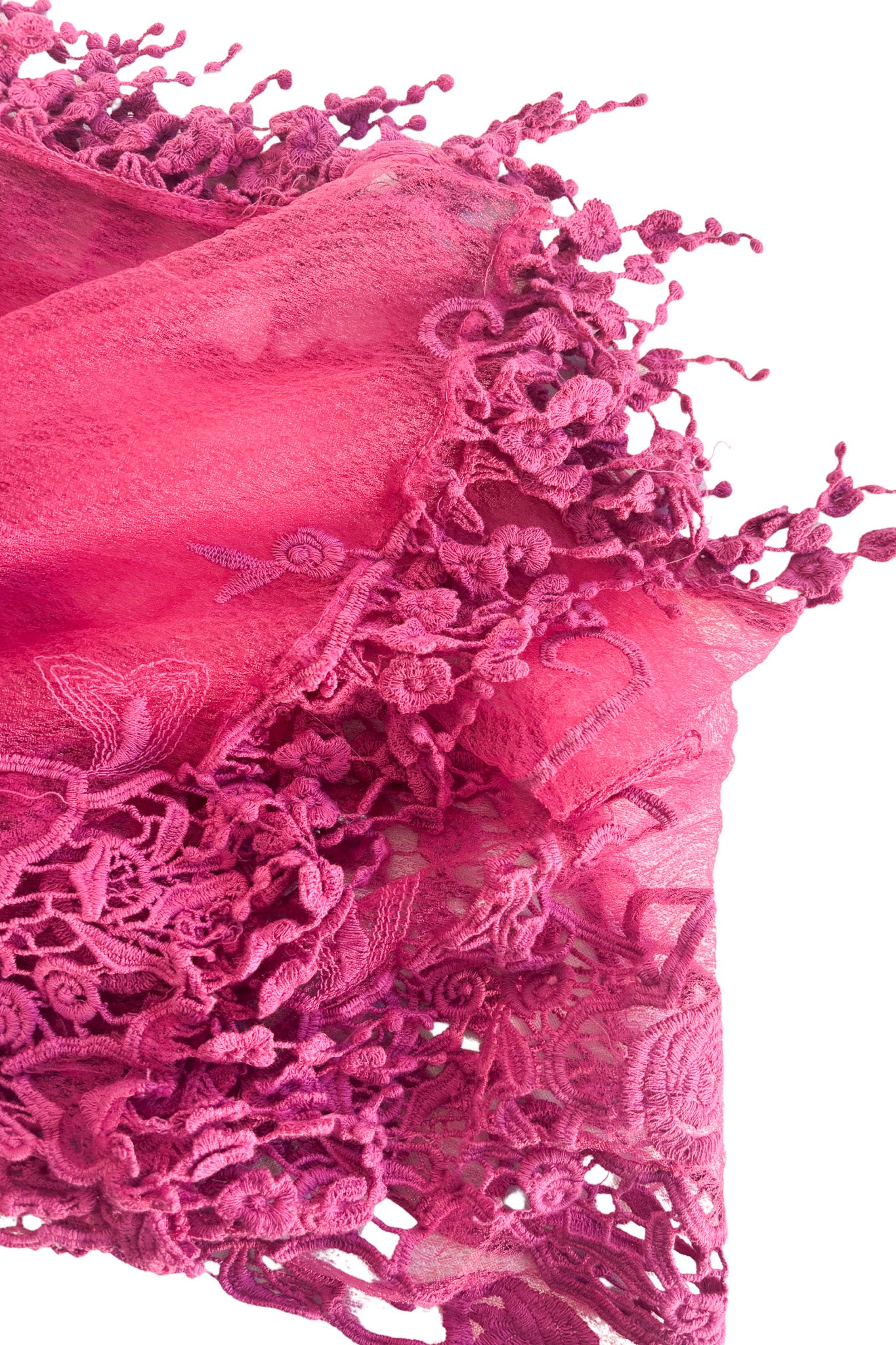 Unique pink lace scarf