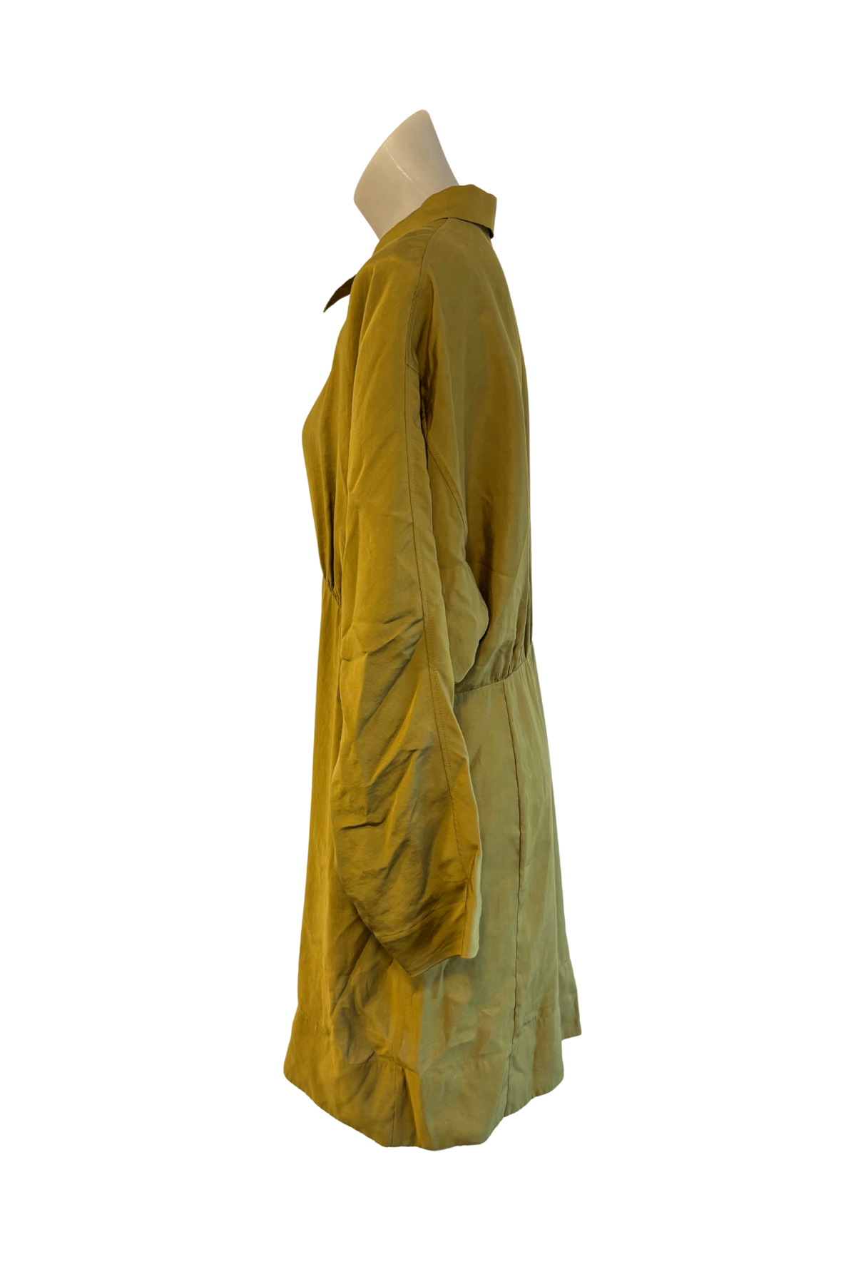 COS khaki green button up midi dress, 14