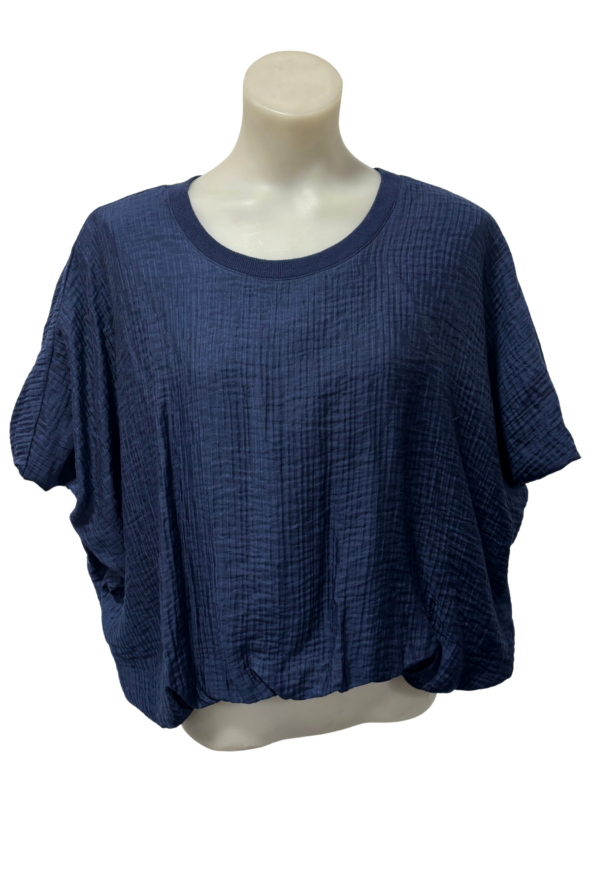 Et Alia blue ruched hem top, L