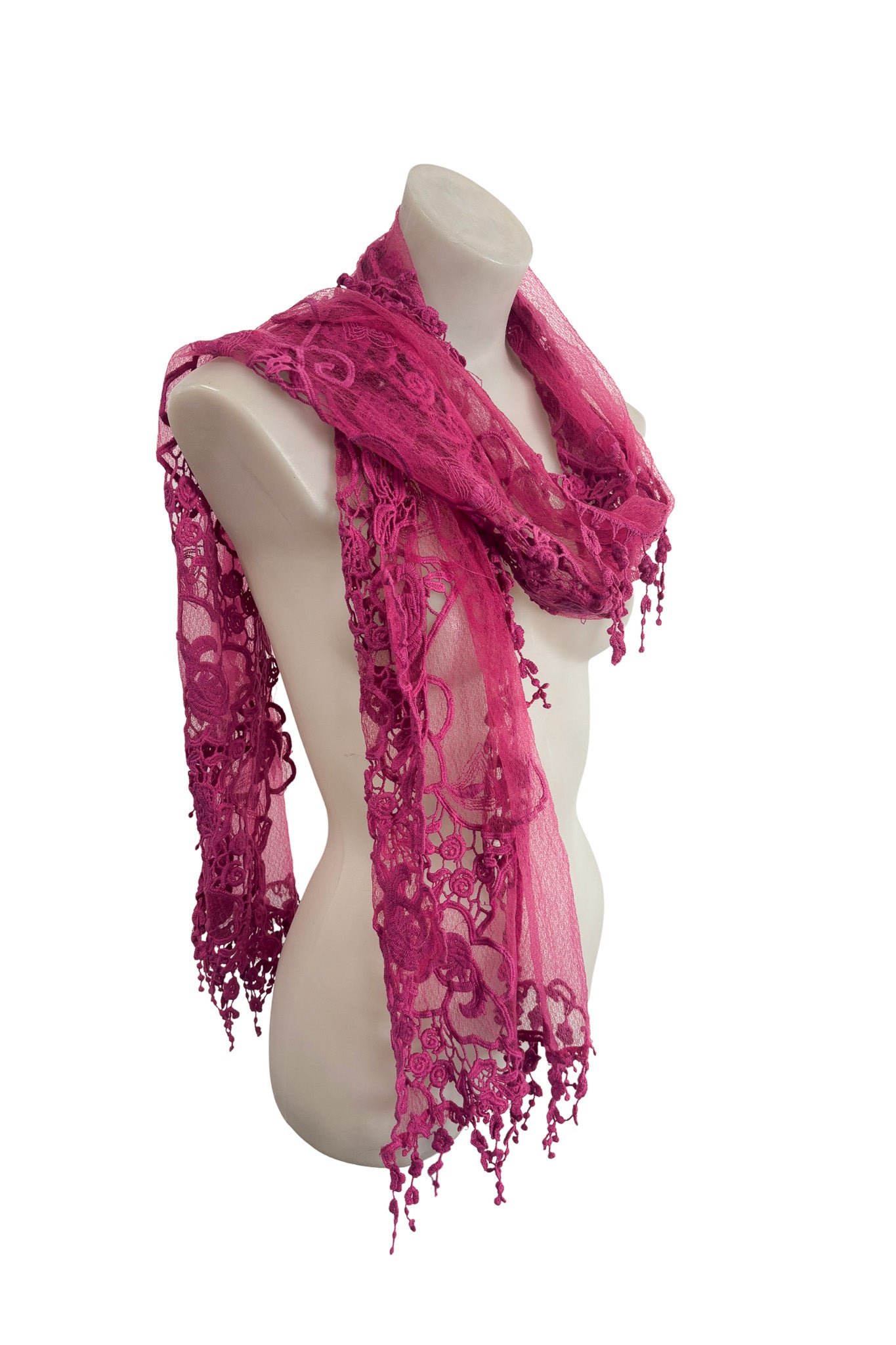 Unique pink lace scarf