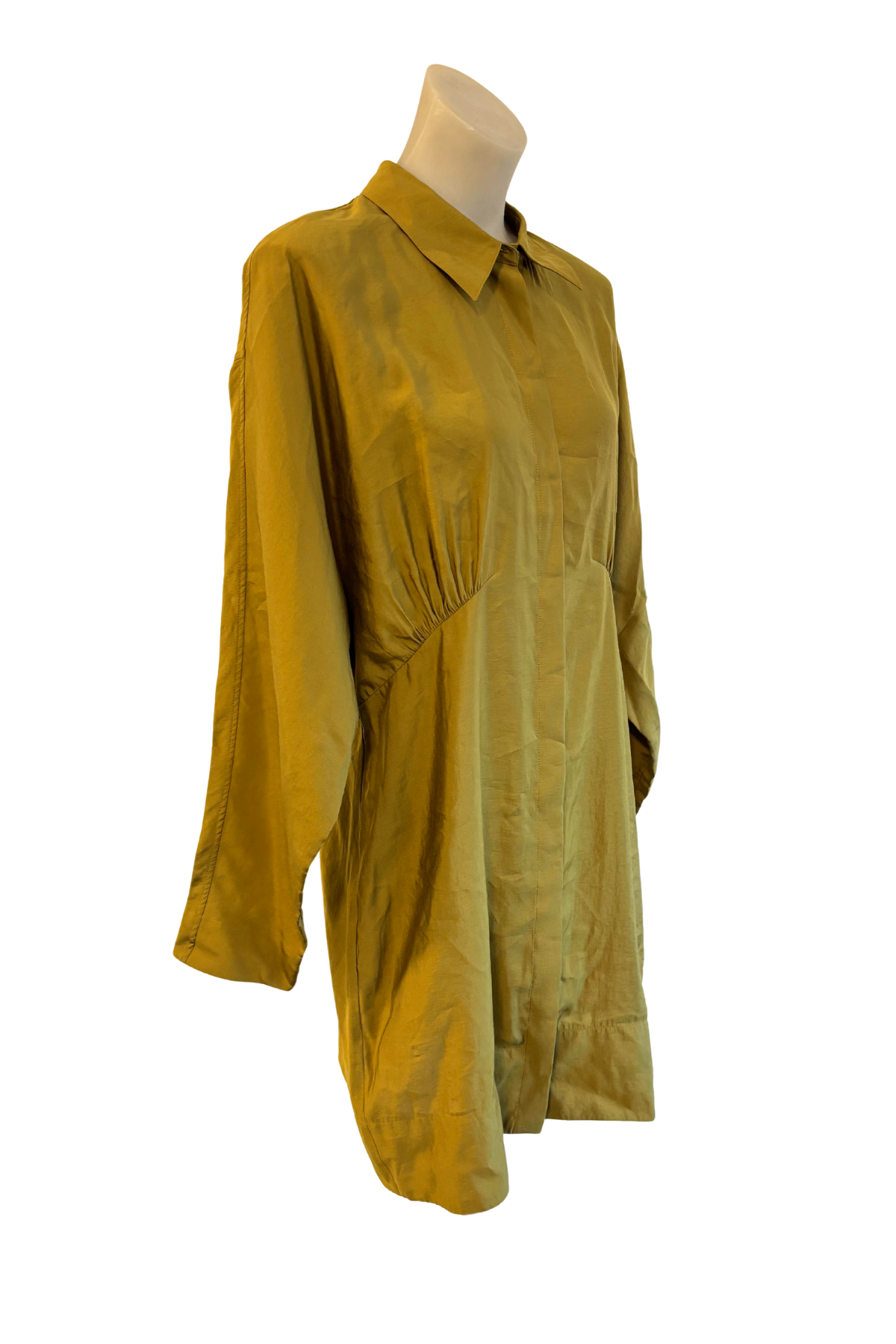COS khaki green button up midi dress, 14