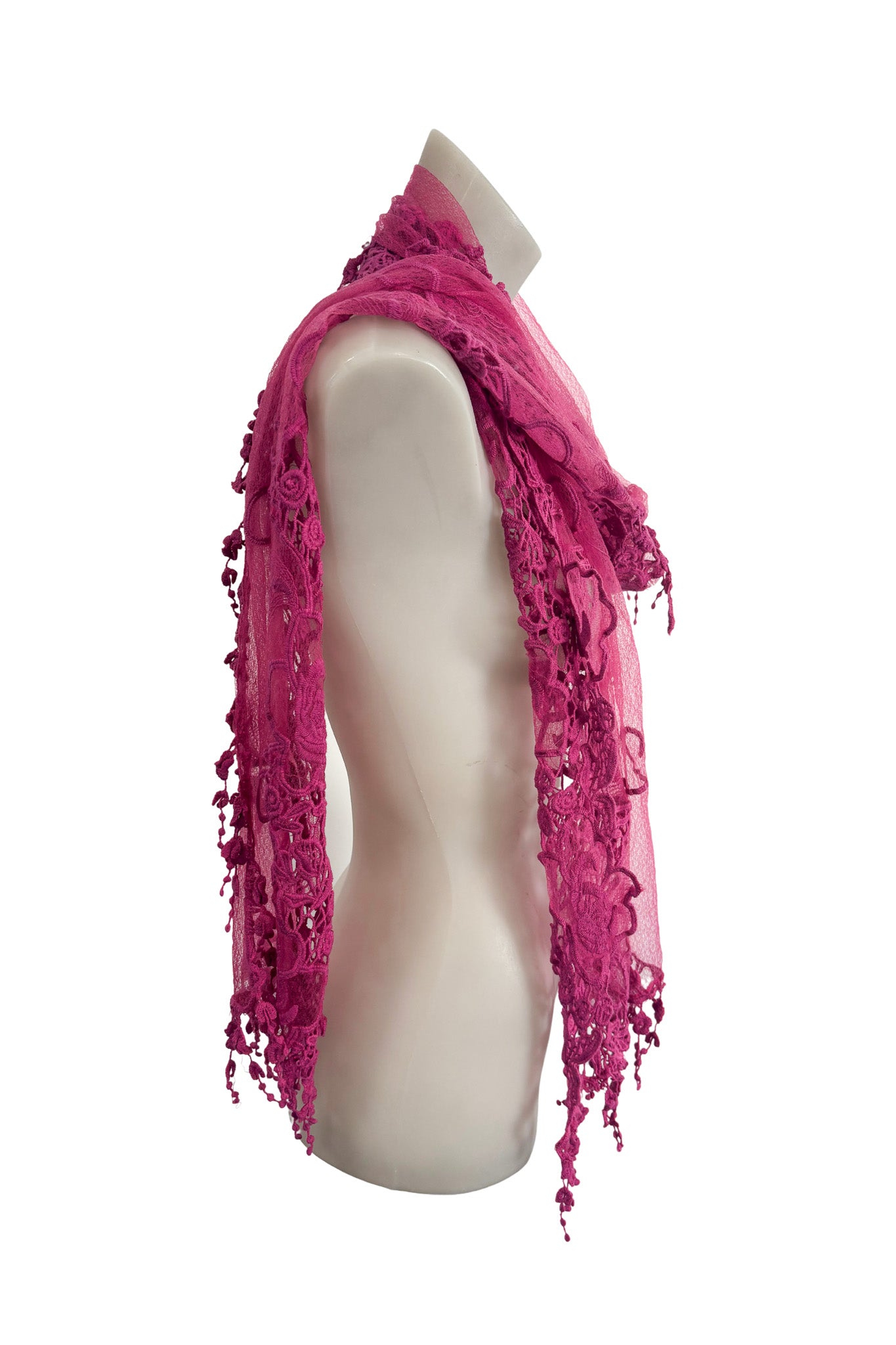 Unique pink lace scarf