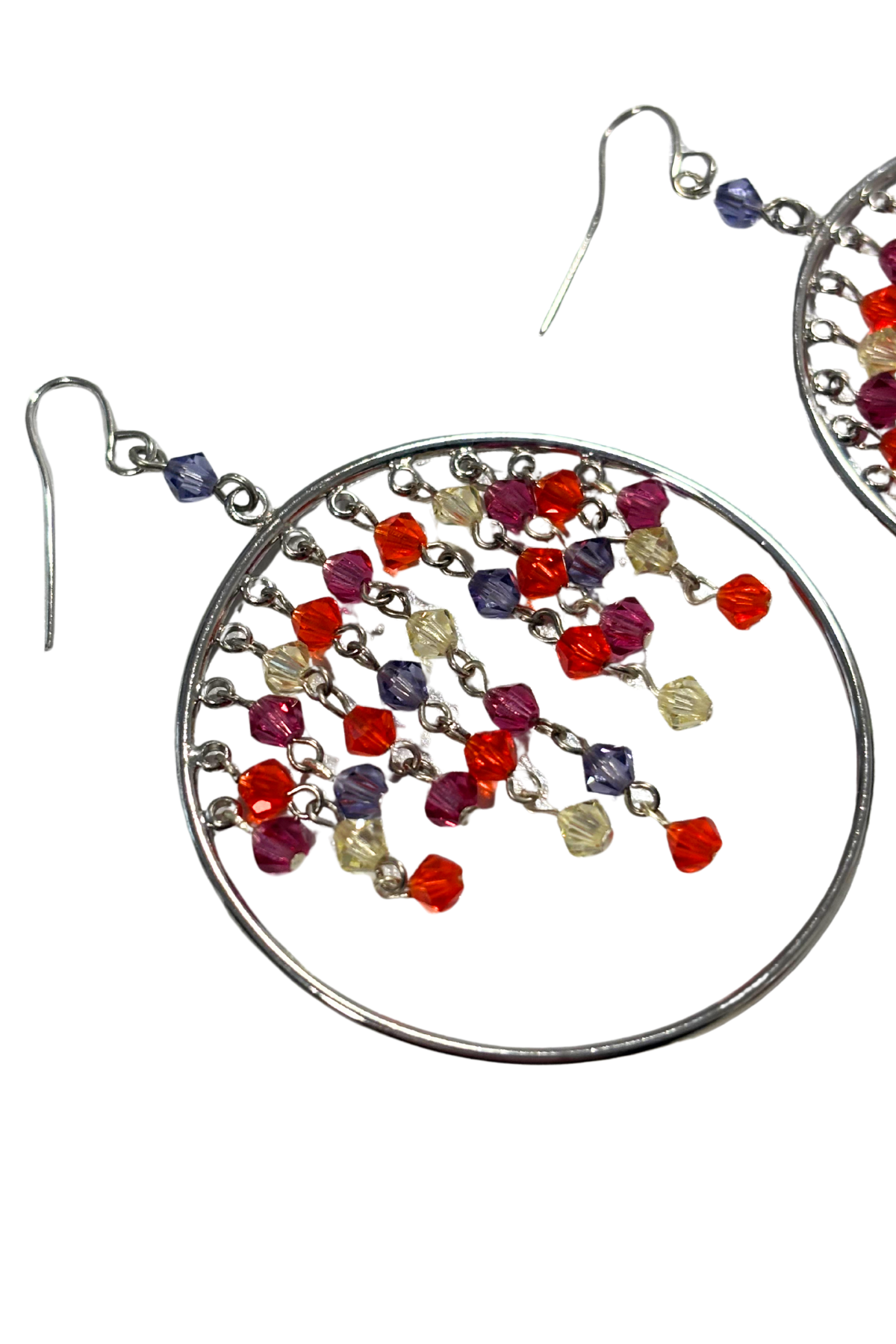 Glitzy dangly hoop earrings