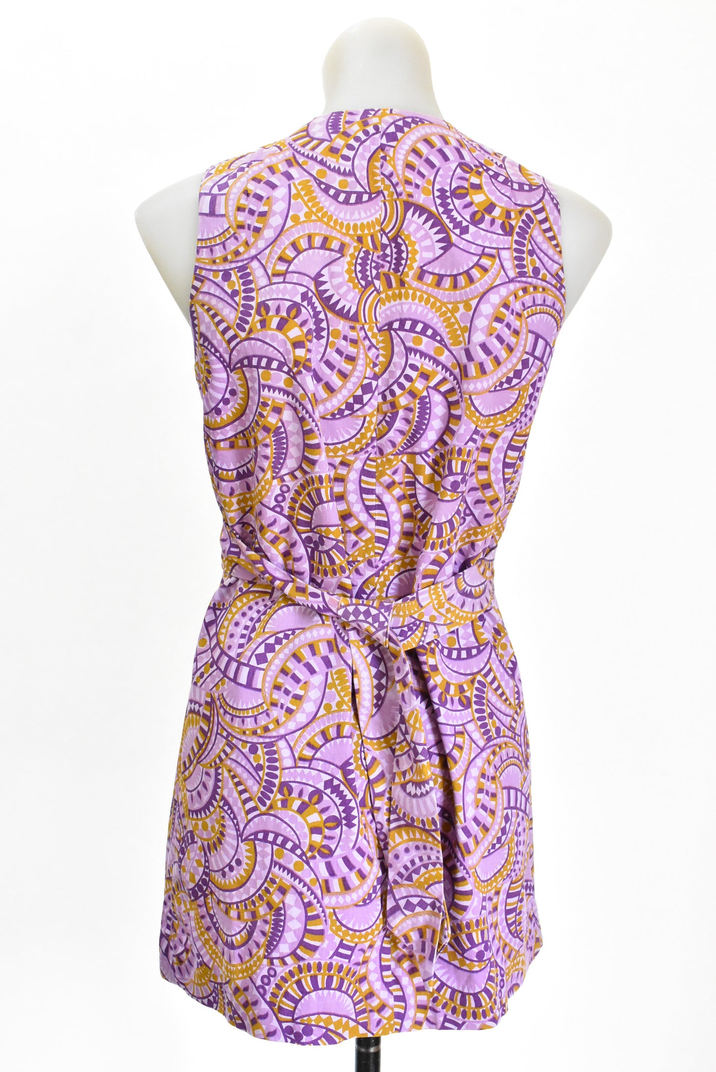 Retro purple and gold wrap around dress/top, M