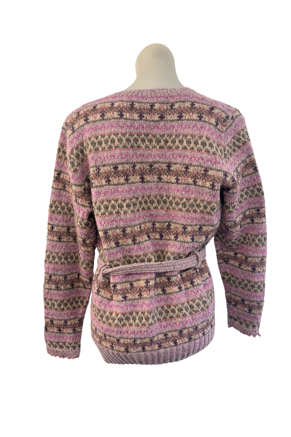 Handknit patterned tie up cardigan