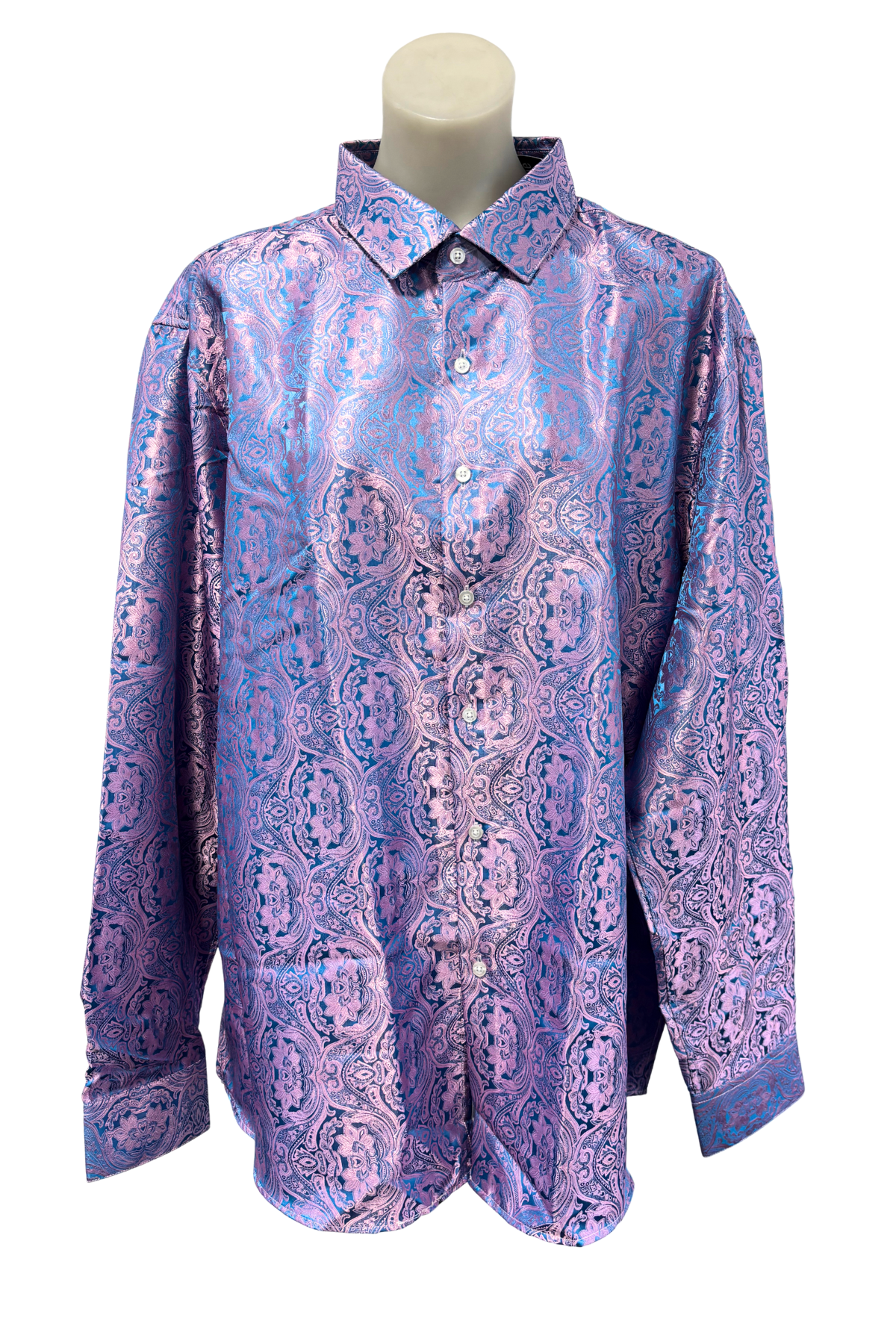 Hi-Tie shining purple blue paisley shirt, XXXL NWT