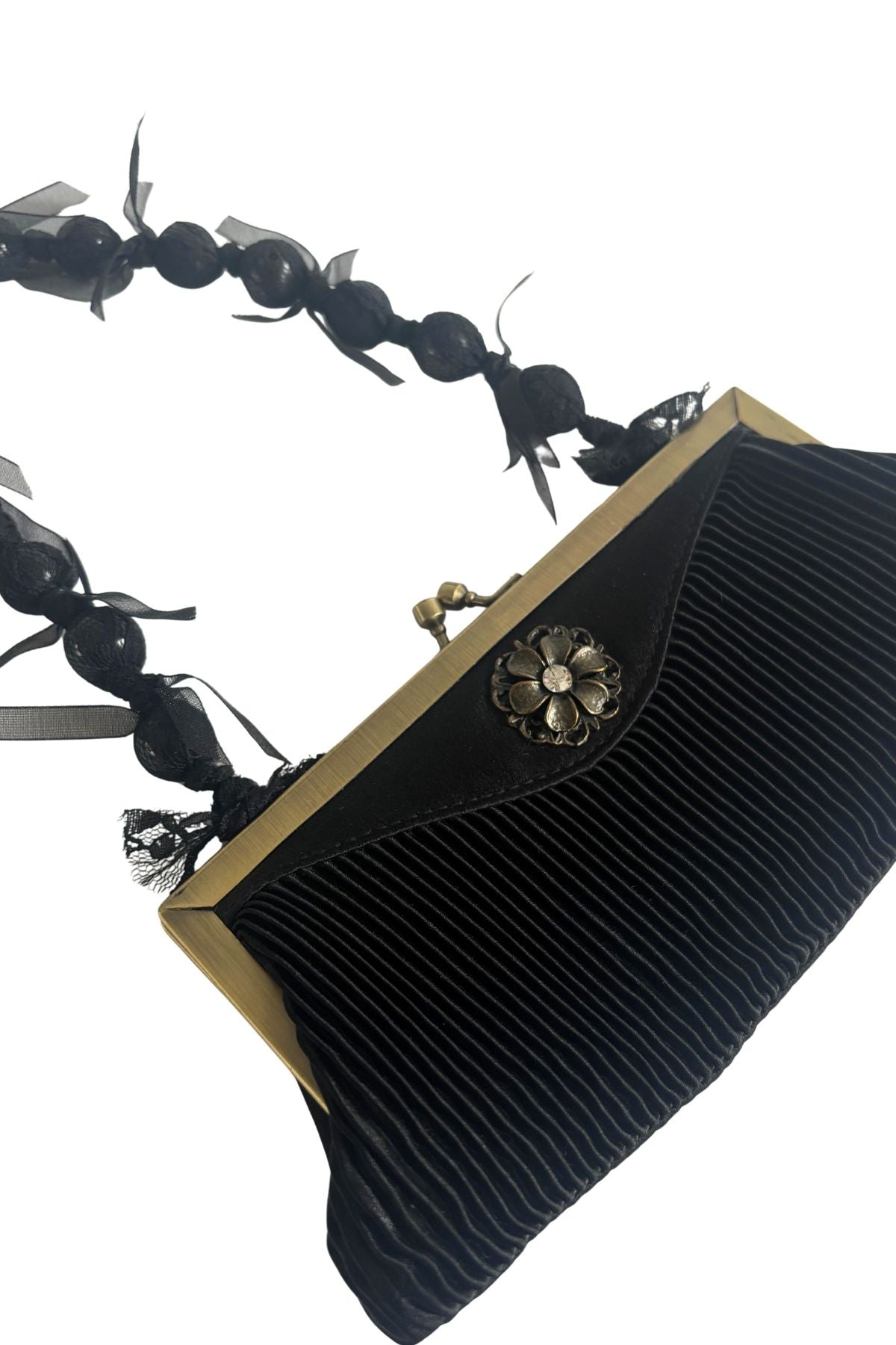 Milleni satin mini beaded clutch