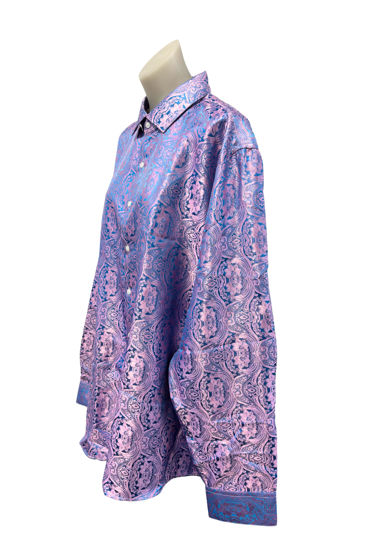 Hi-Tie shining purple blue paisley shirt, XXXL NWT