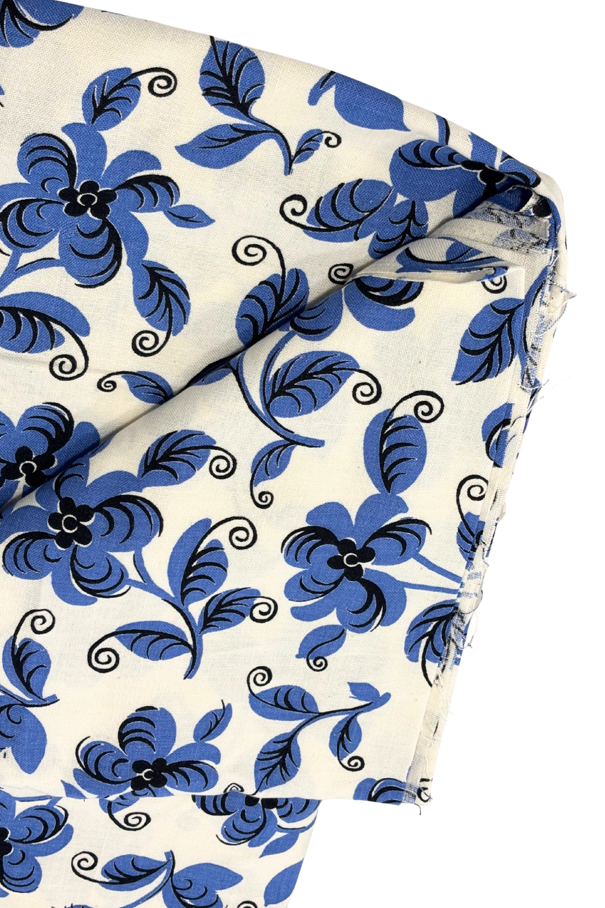 Blue + black bold floral fabric