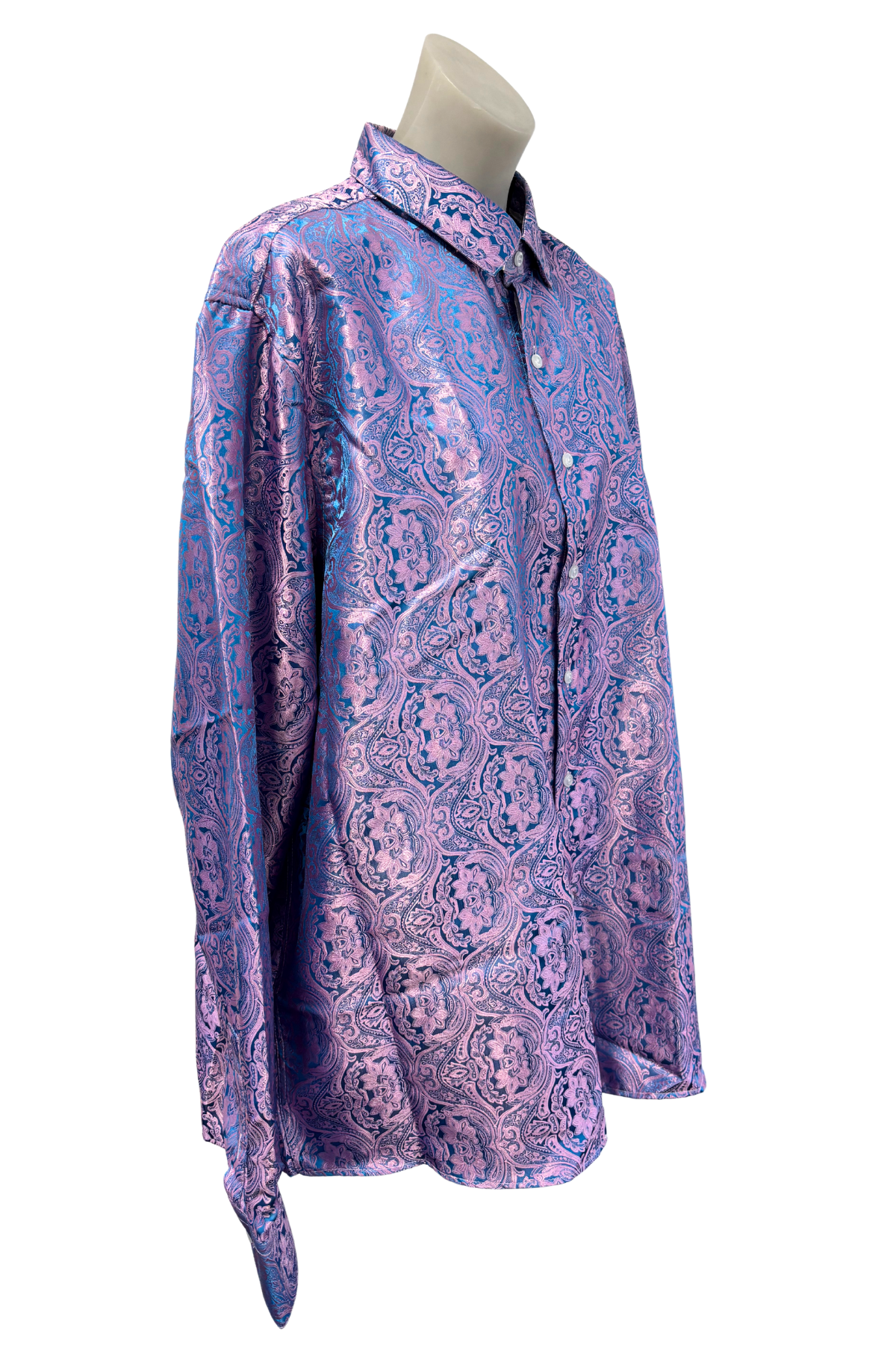 Hi-Tie shining purple blue paisley shirt, XXXL NWT